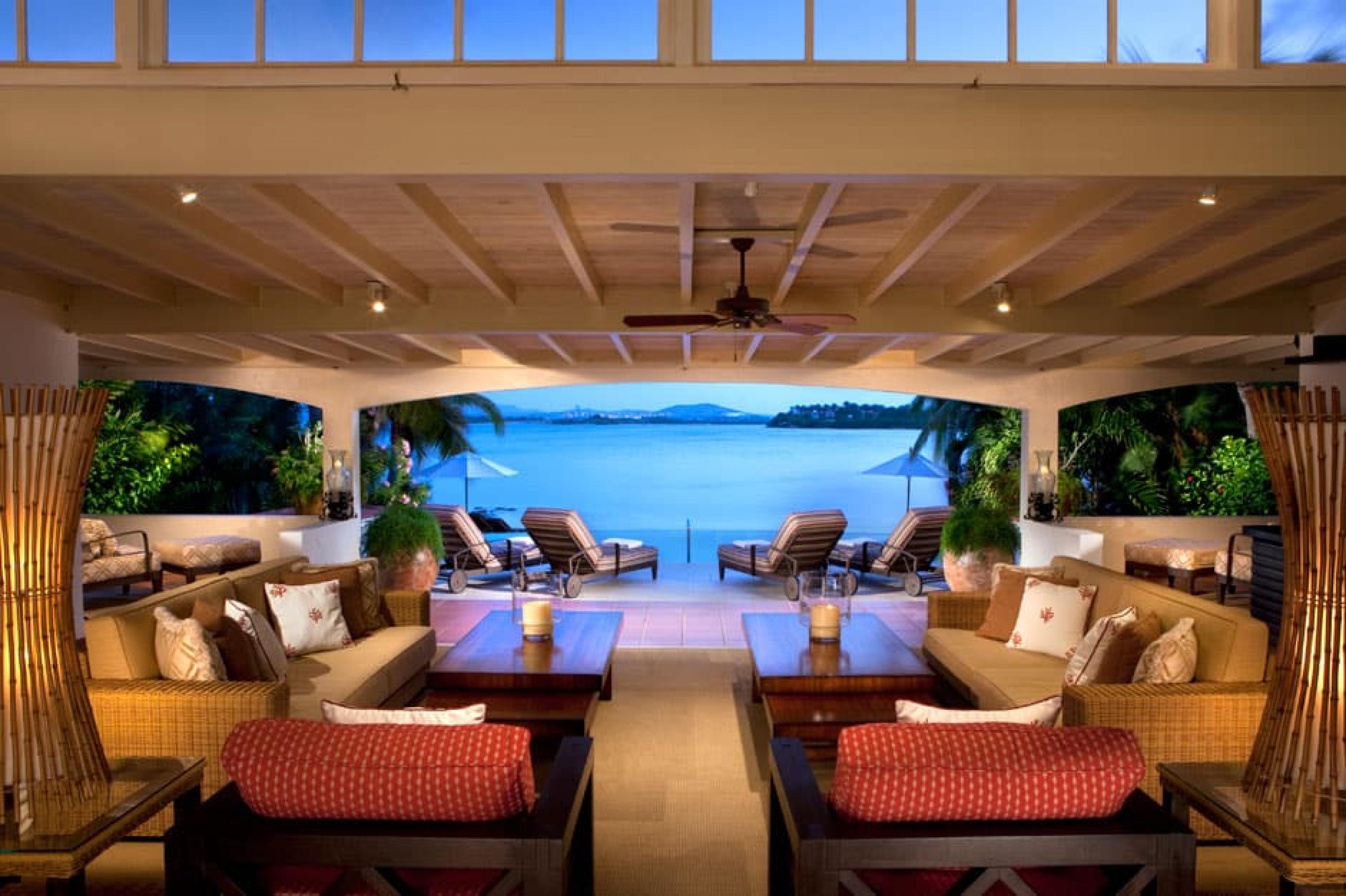 Lounge at Rosewood Jumby Bay Private Villas, Antigua, Caribbean