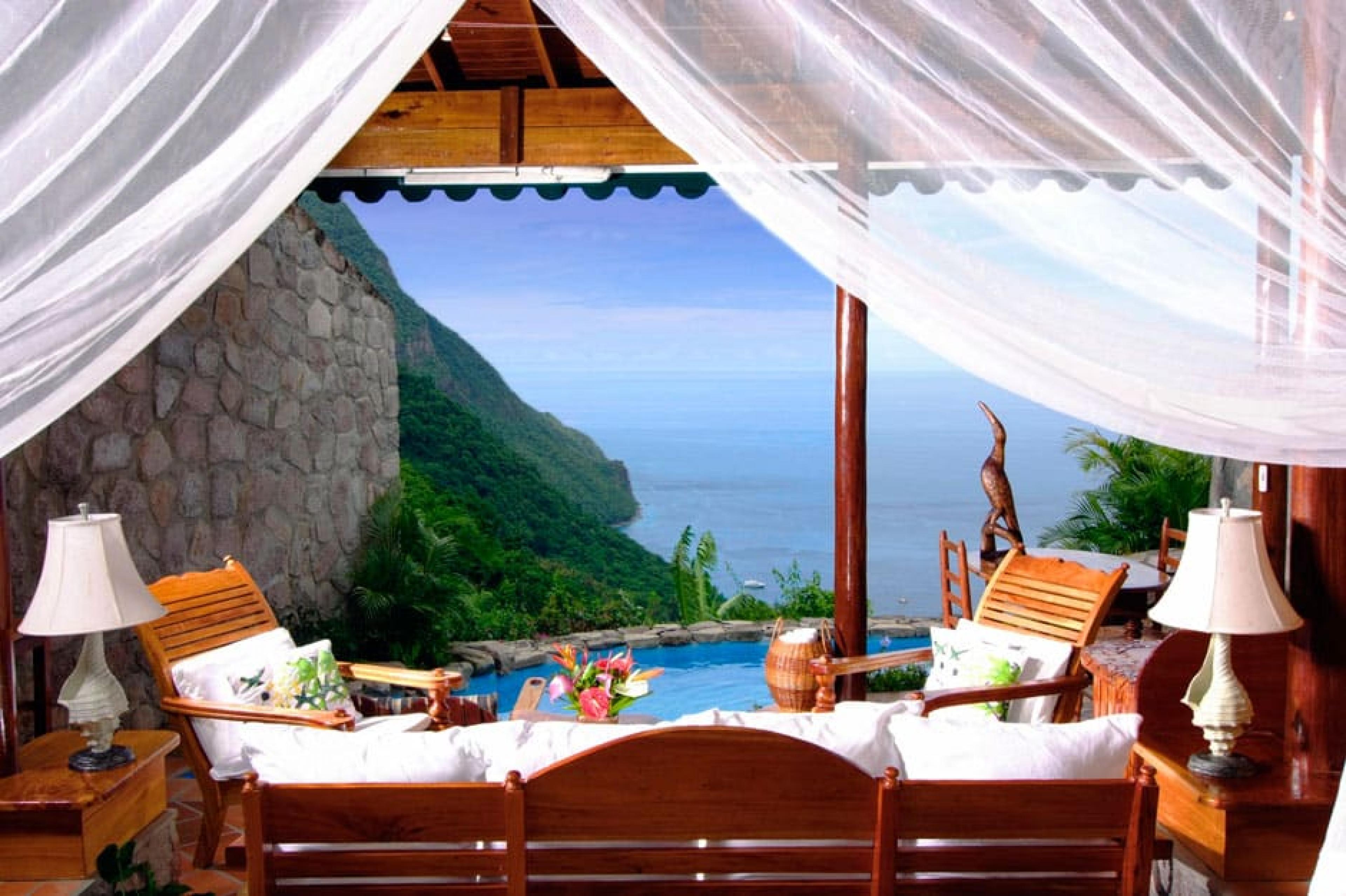 Outside Lounge at Ladera, St. Lucia, Caribbean