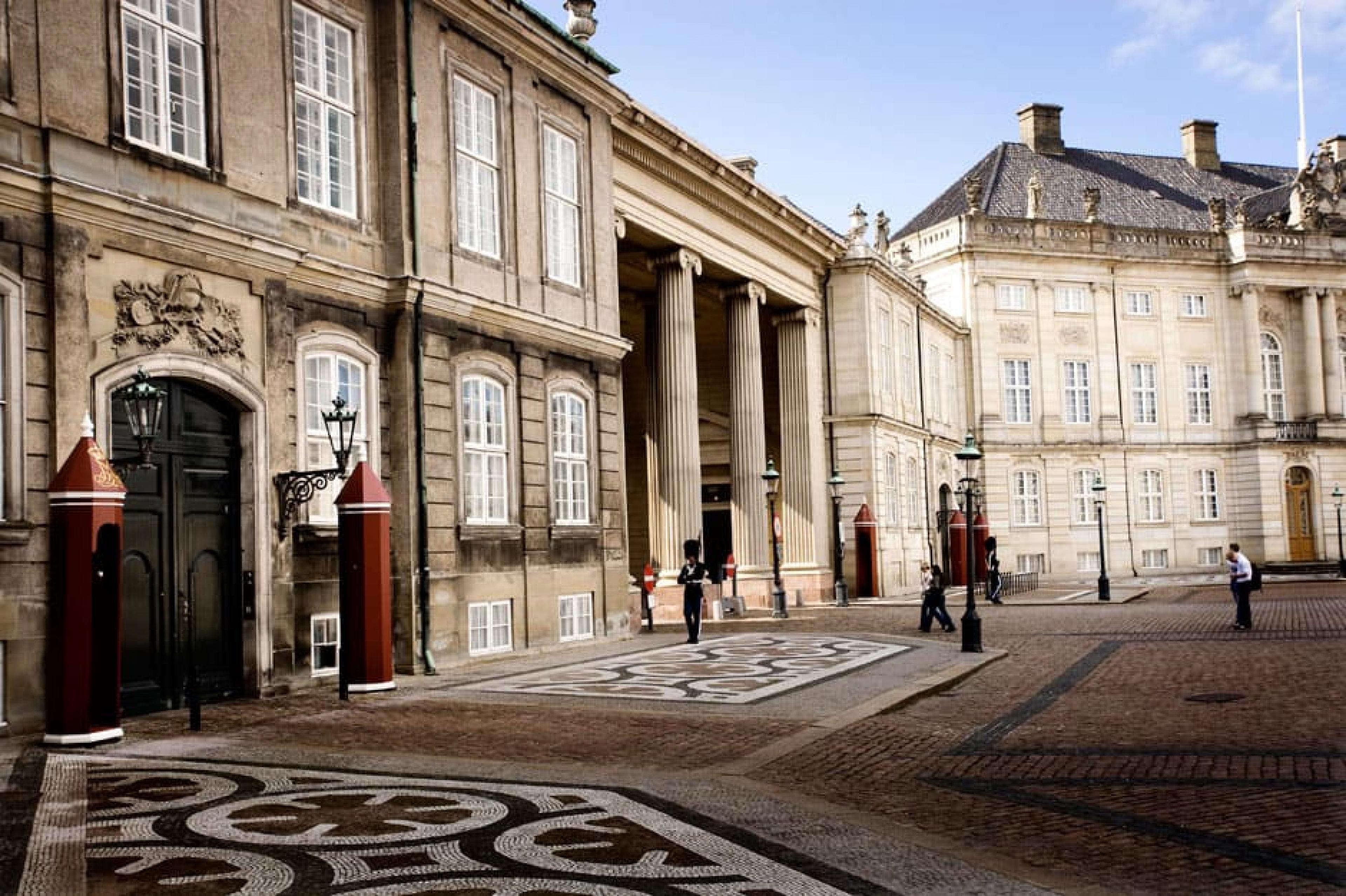 Street outside at Amalienborg Palace, Copenhagen, Denmark - Courtesy Copenhagen Tourism Board