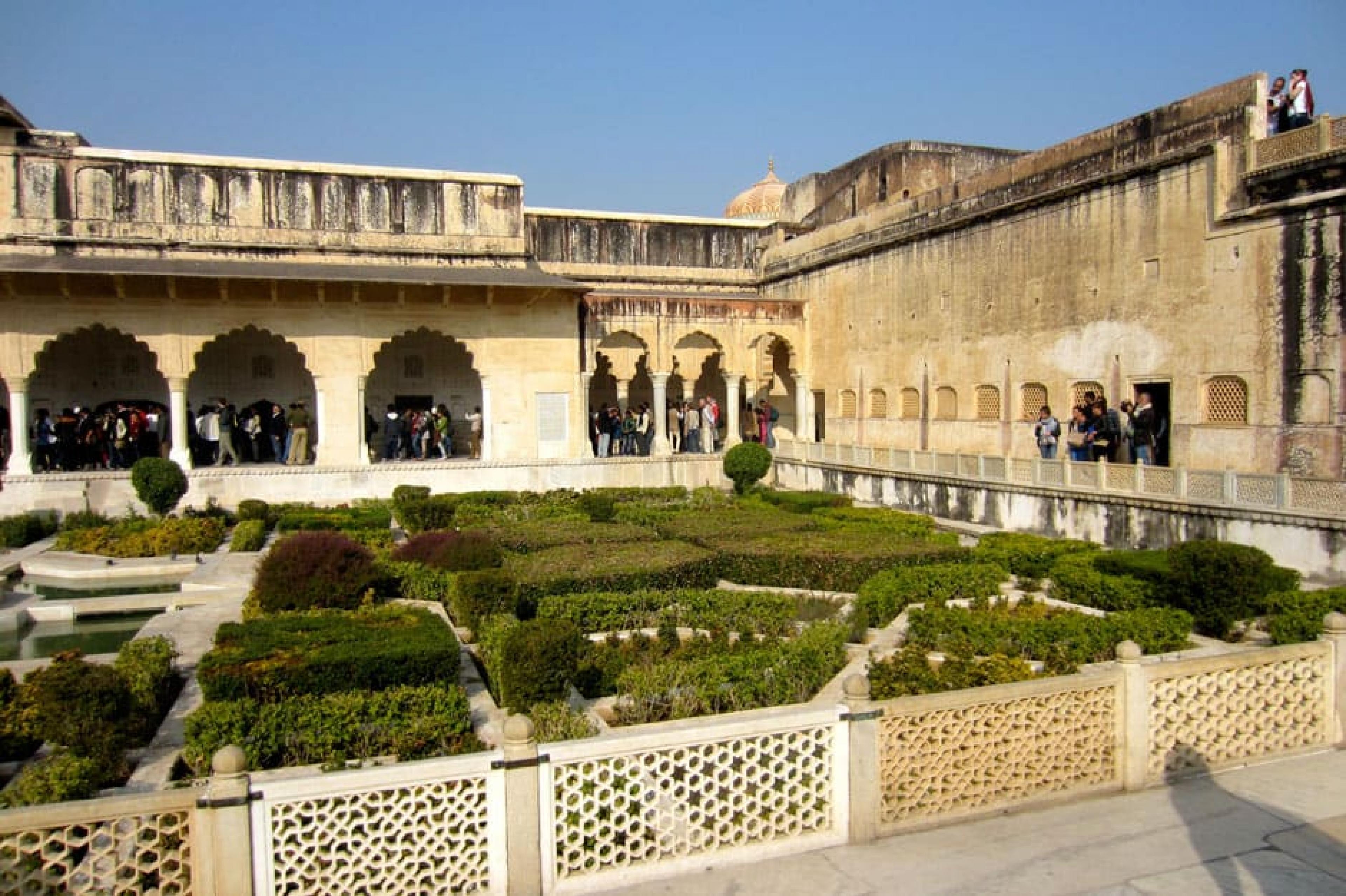 Garden Lawns in Amber Fort of Jaipur, India