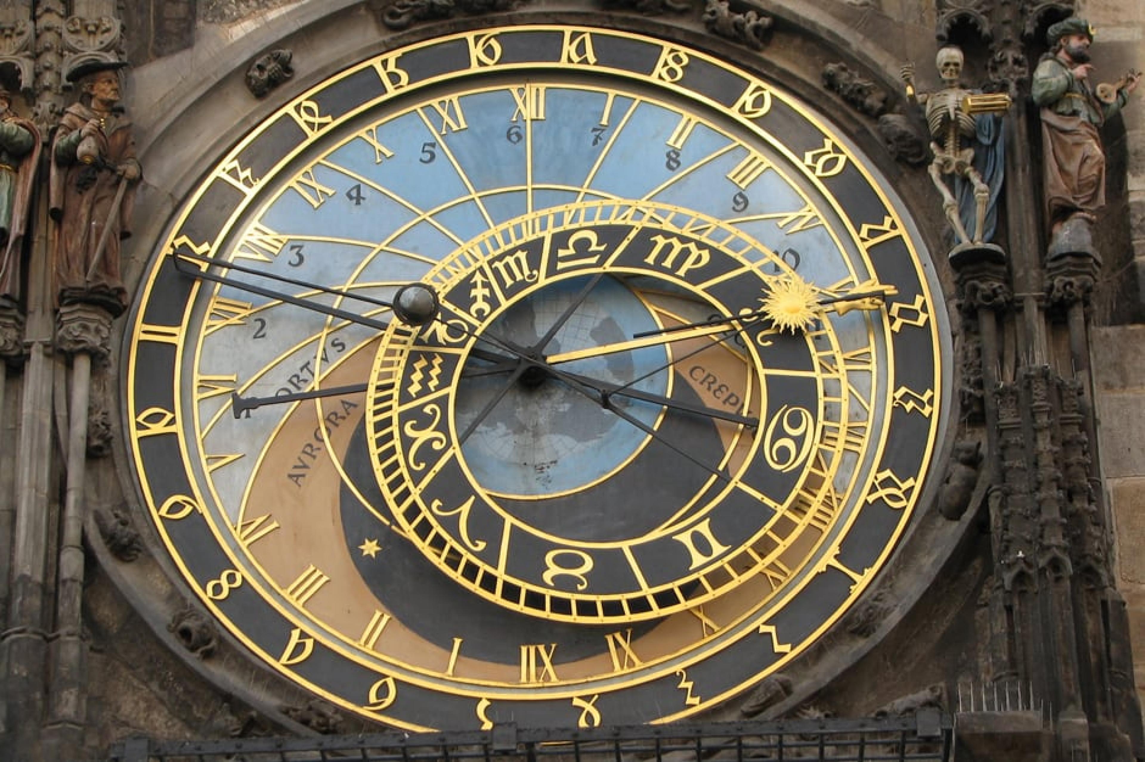 Clock at Prague Astronomical Clock Tower,Prague, Czech Republic