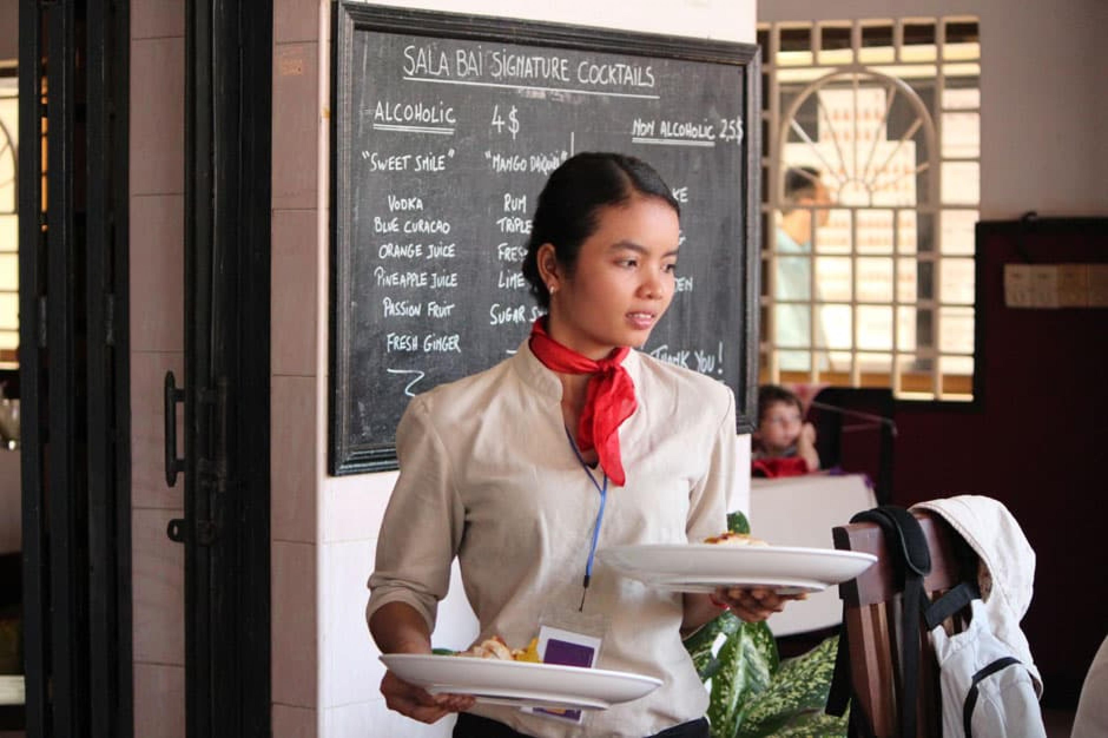 Waitress at  Sala Bai Hotel & Restaurant School, Siem Reap, Cambodia