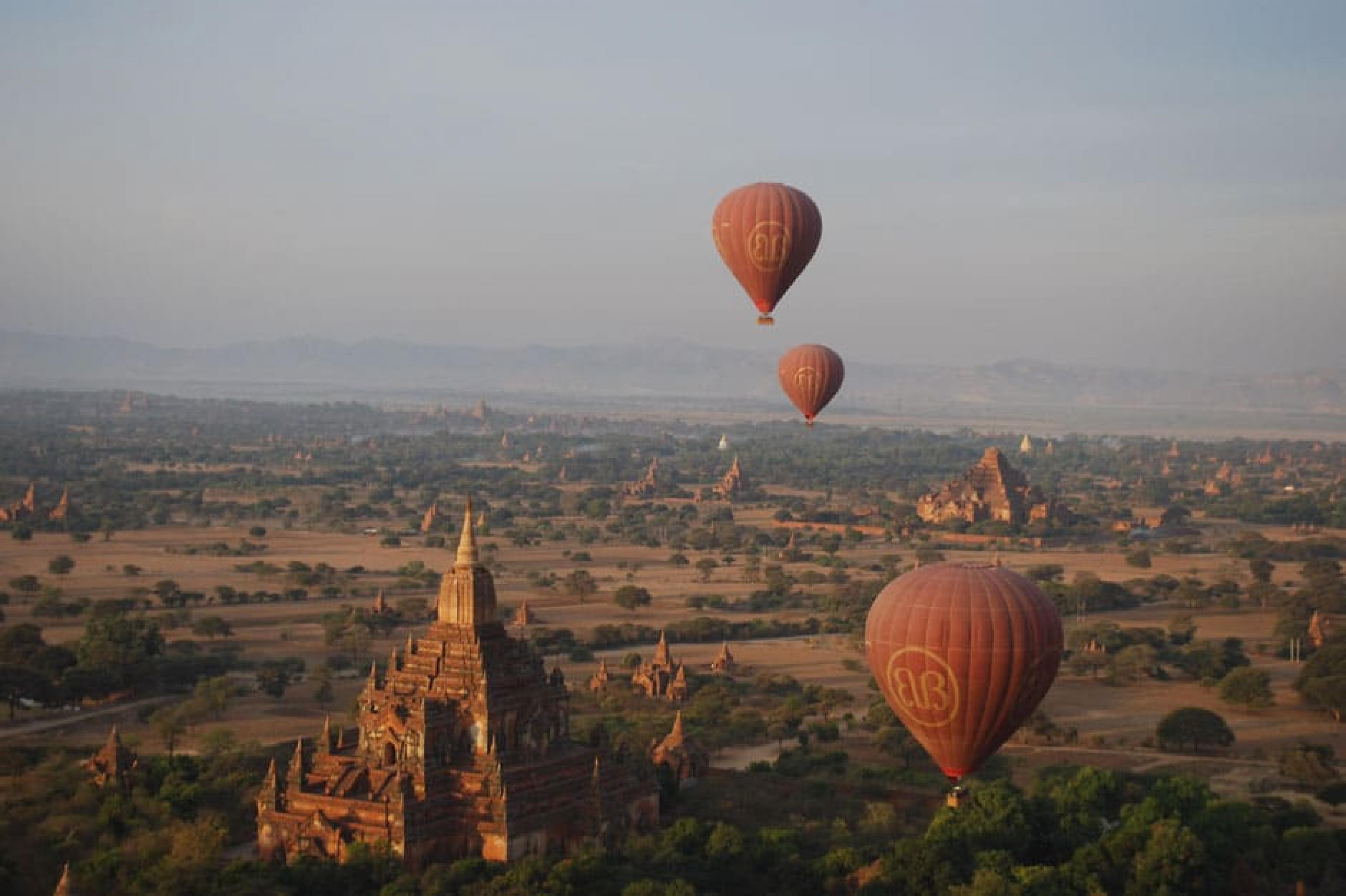 Aerial View - Balloons over Bagan,Myanmar, Myanmar