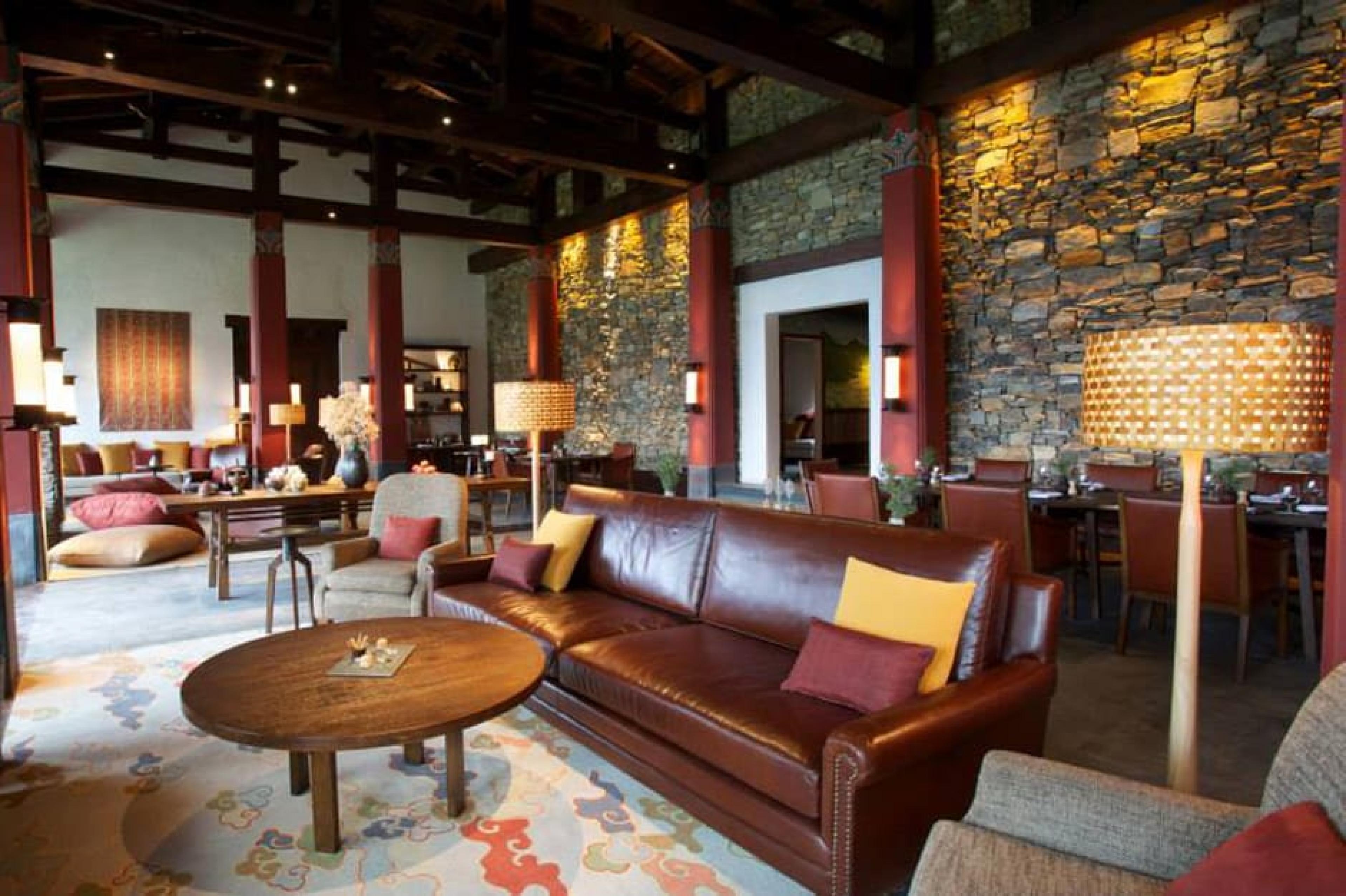 Lounge at at Gangtey Lodge, Bhutan