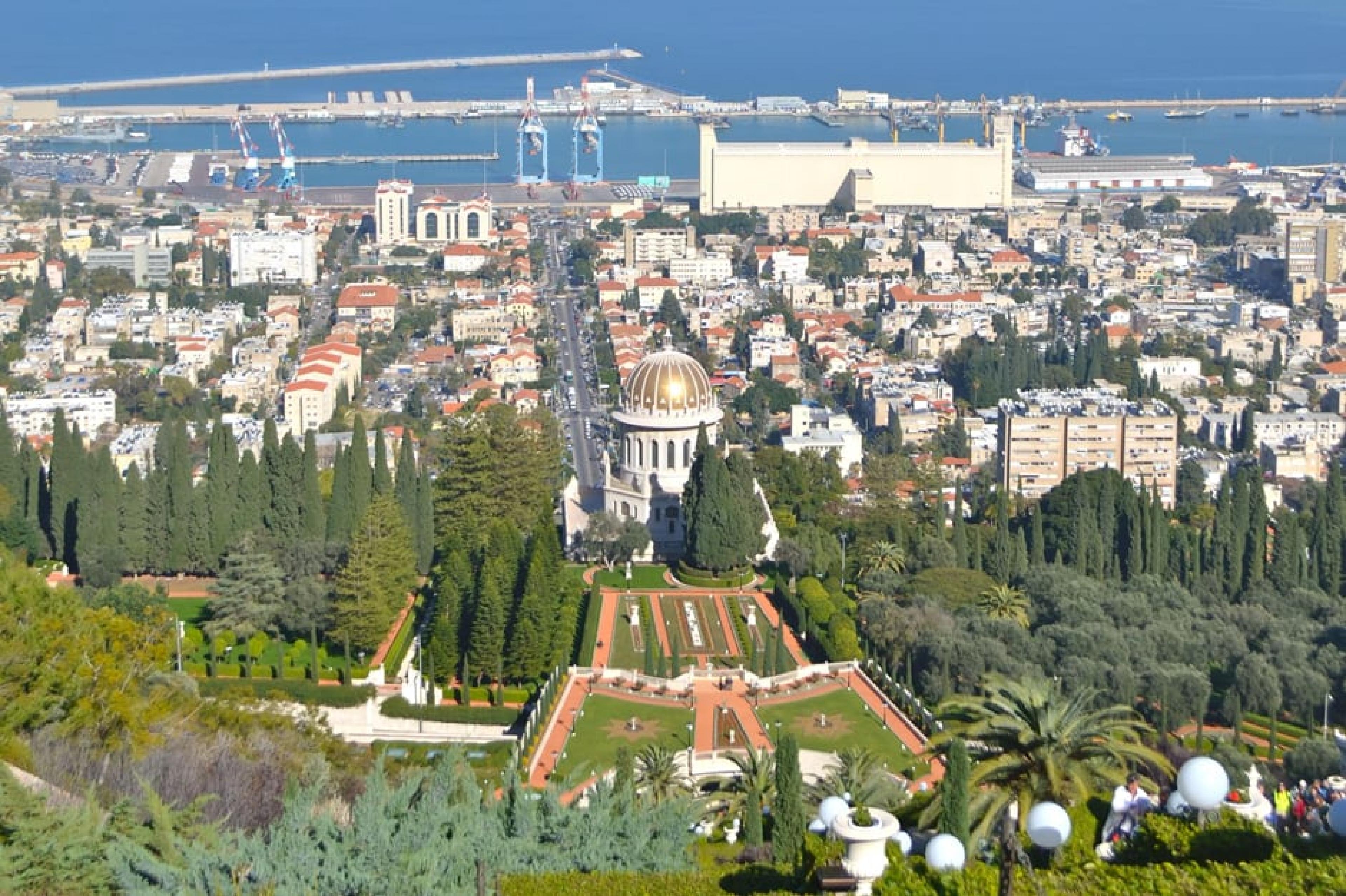 Aerial View - The Bahá’í Gardens,Tel Aviv, Israel