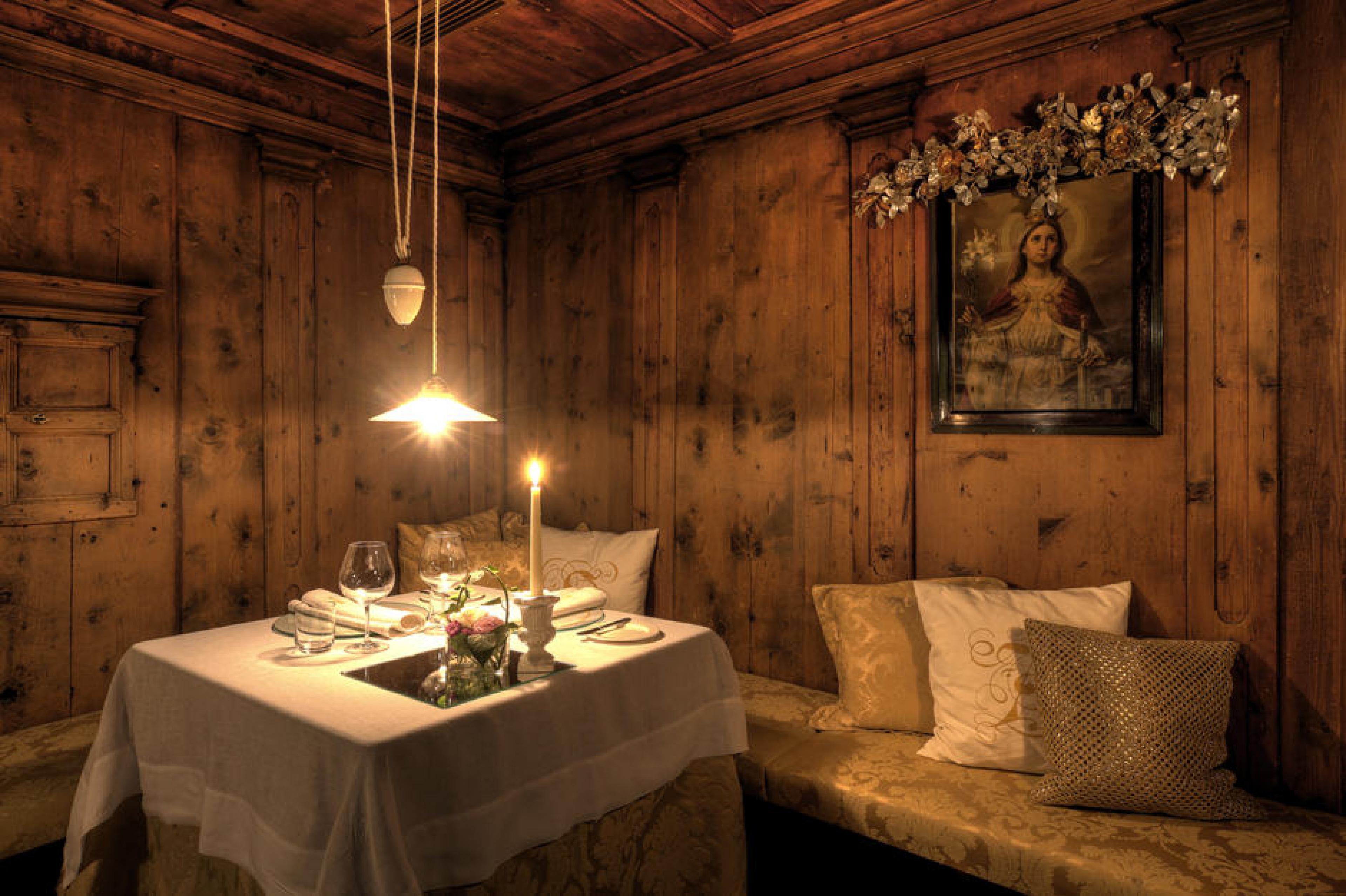 Dinning Area at Stua du Michil at Hotel La Perla, Dolomites, Italy