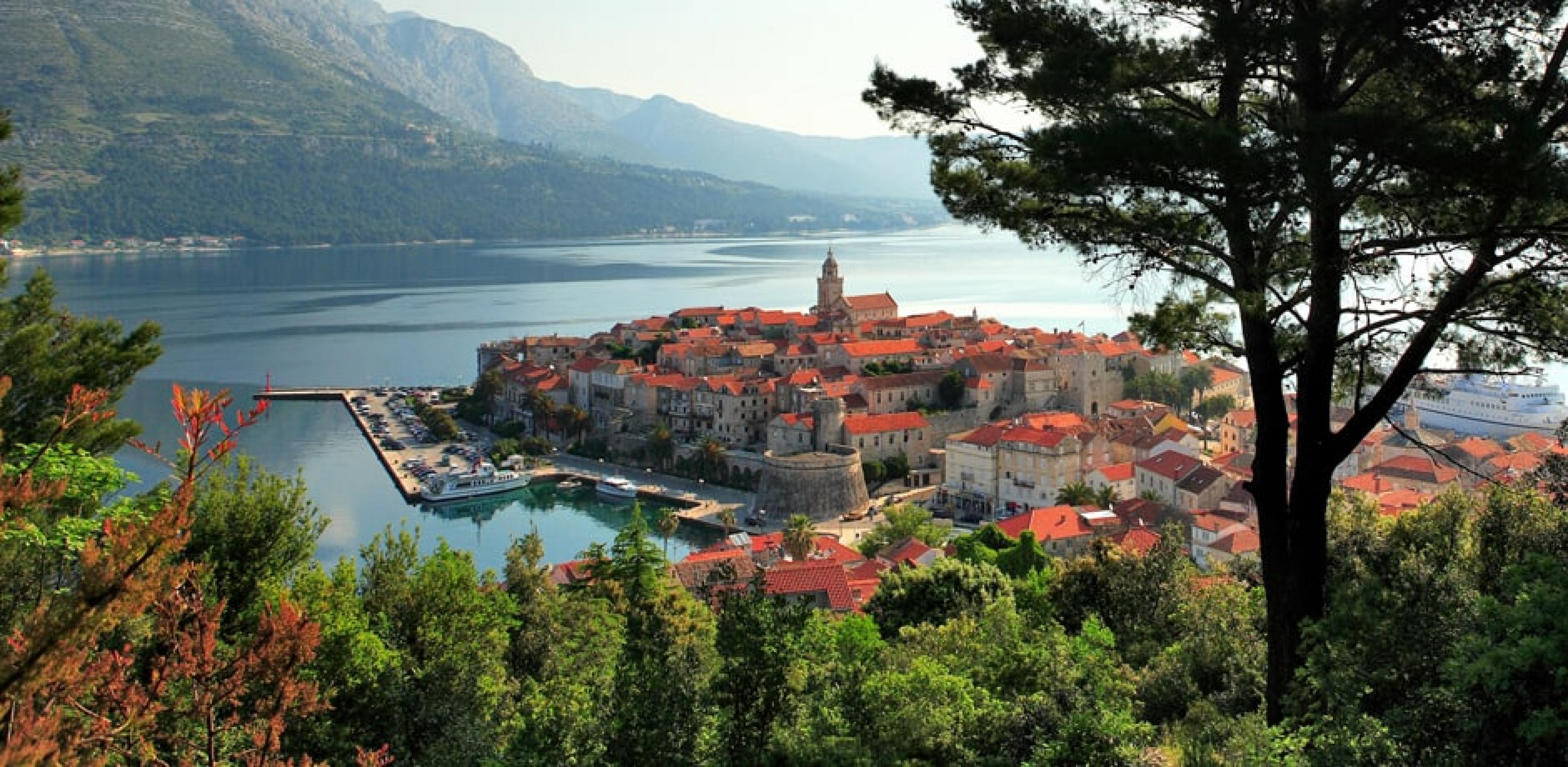 Aerial view of coastal Croatian town