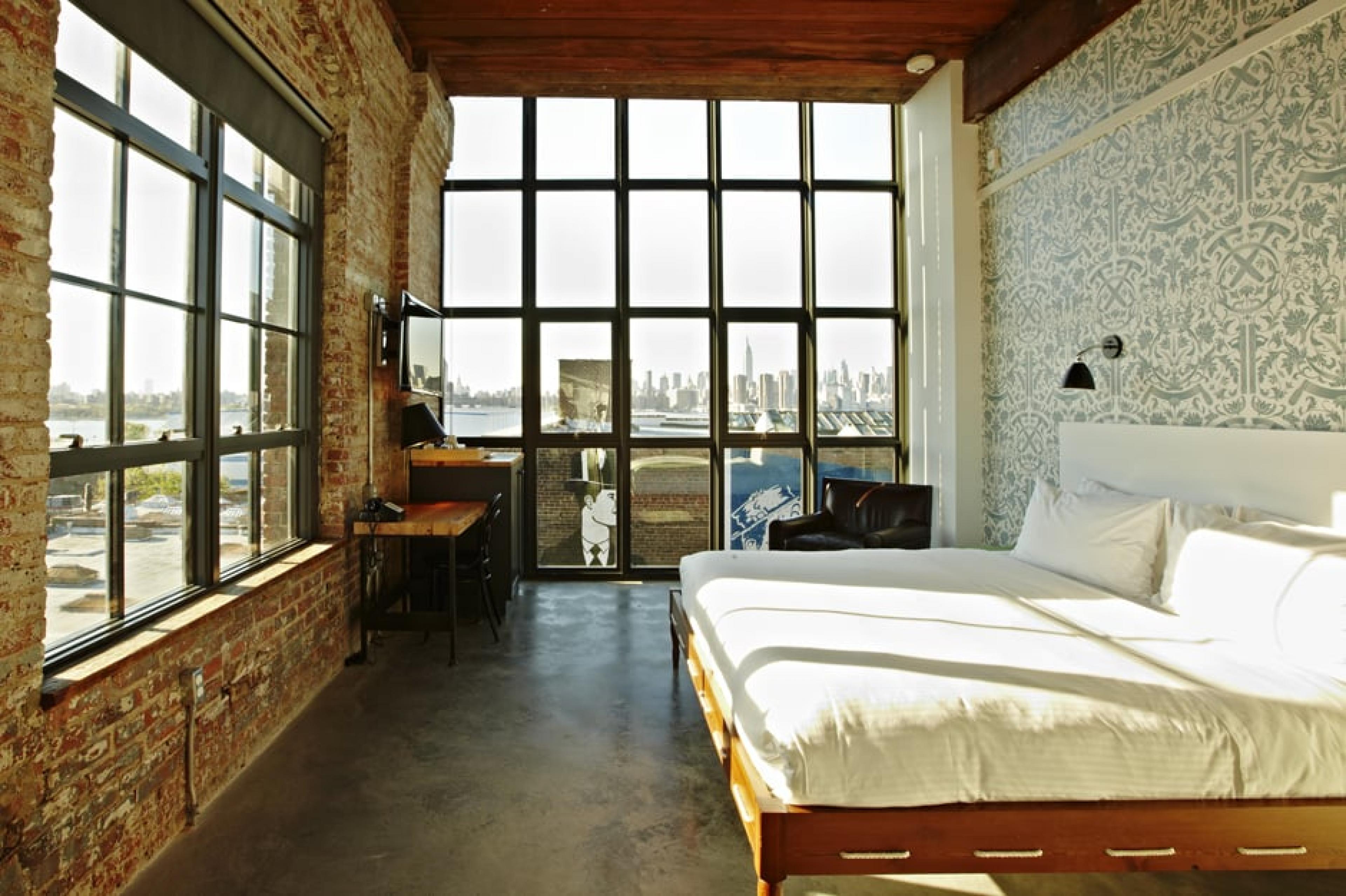 Bedroom at The Wythe Hotel, Brooklyn, New York - Courtesy Adrian Gaut