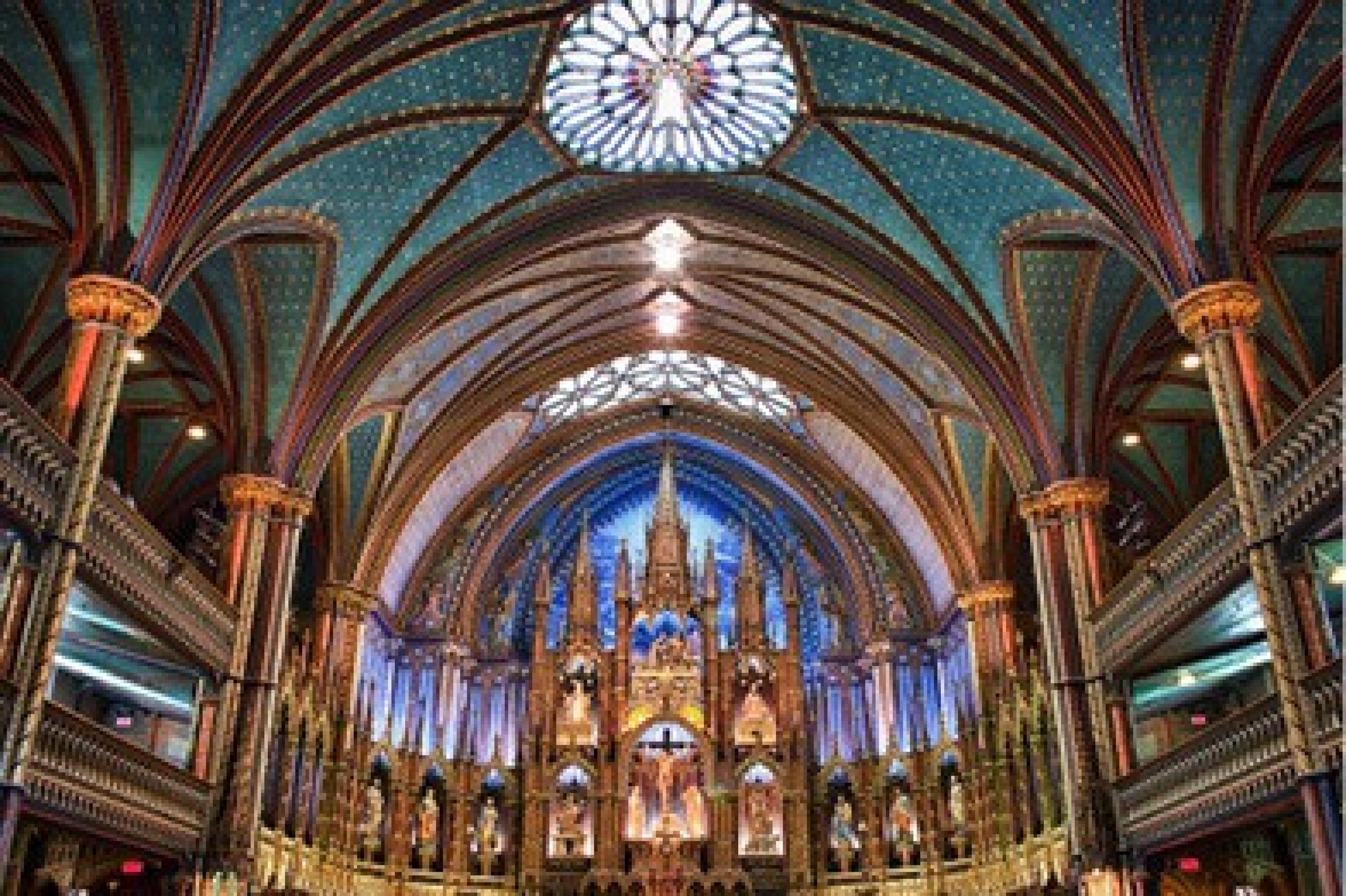 Interior View Notre Dame Basilica Montreal Canada