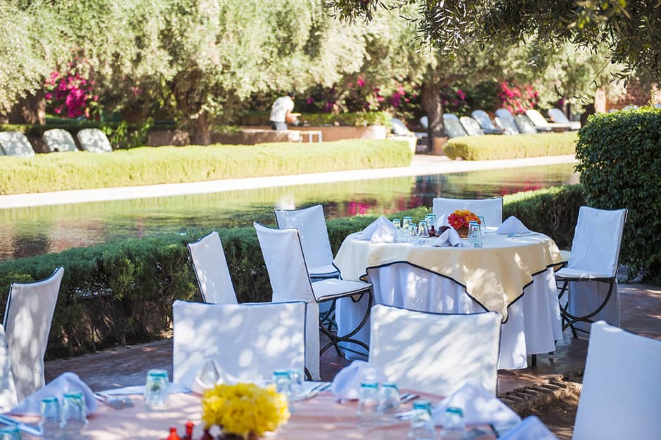 The Beldi Country Club outdoor dining area near Marrakech Morocco