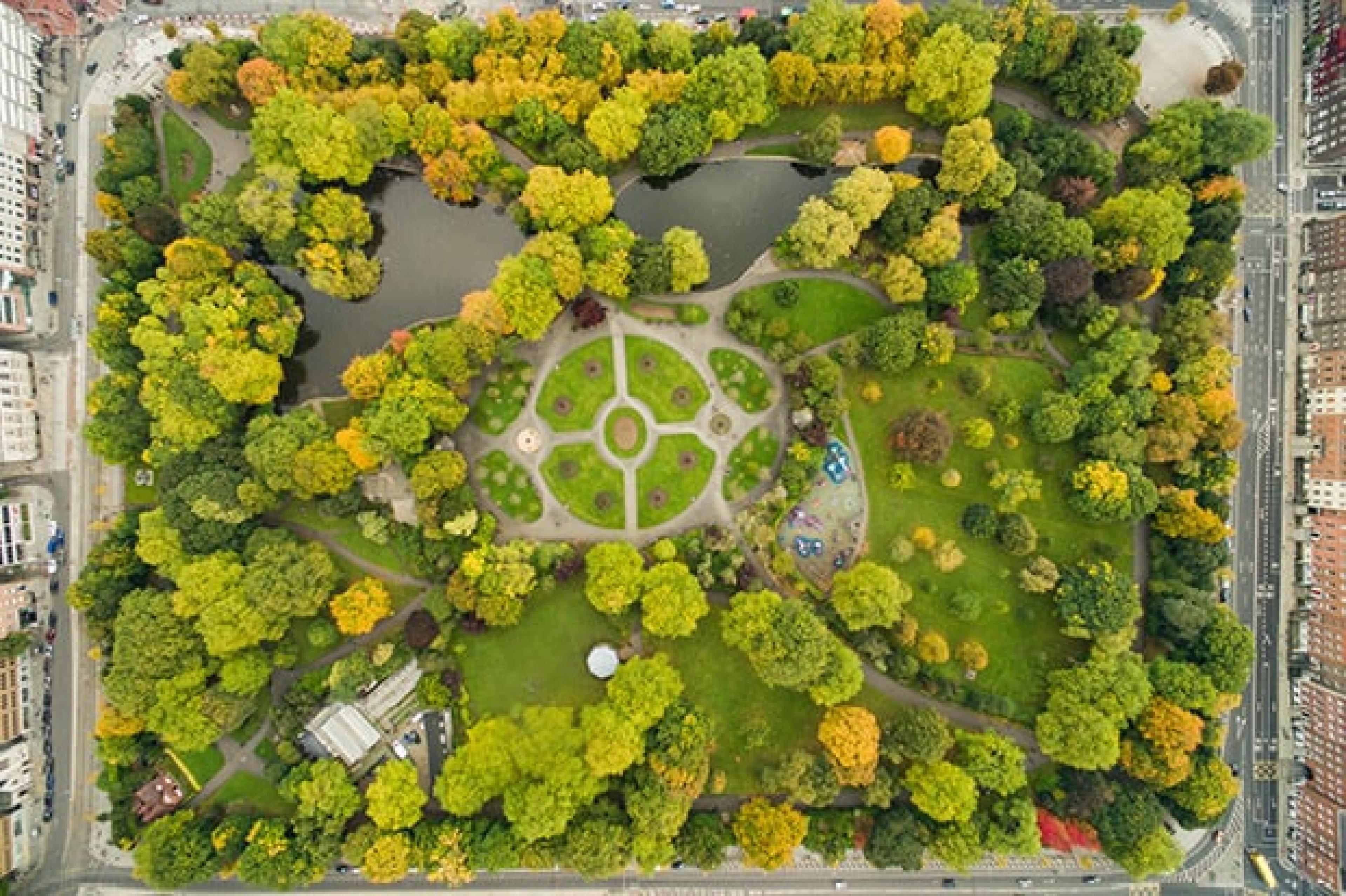 st stephen's green dublin aerial view of trees 