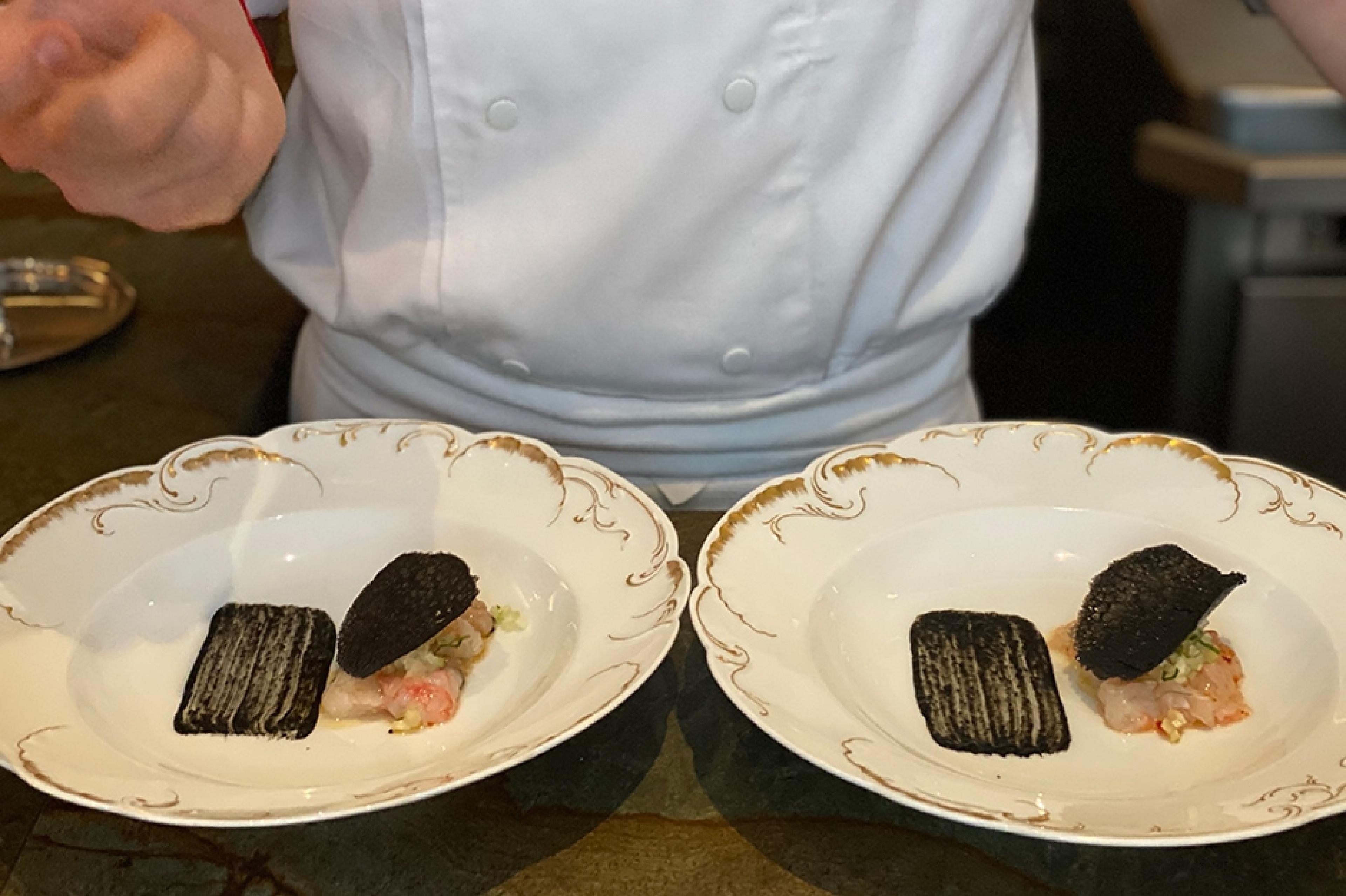 plates in Paris restaurant