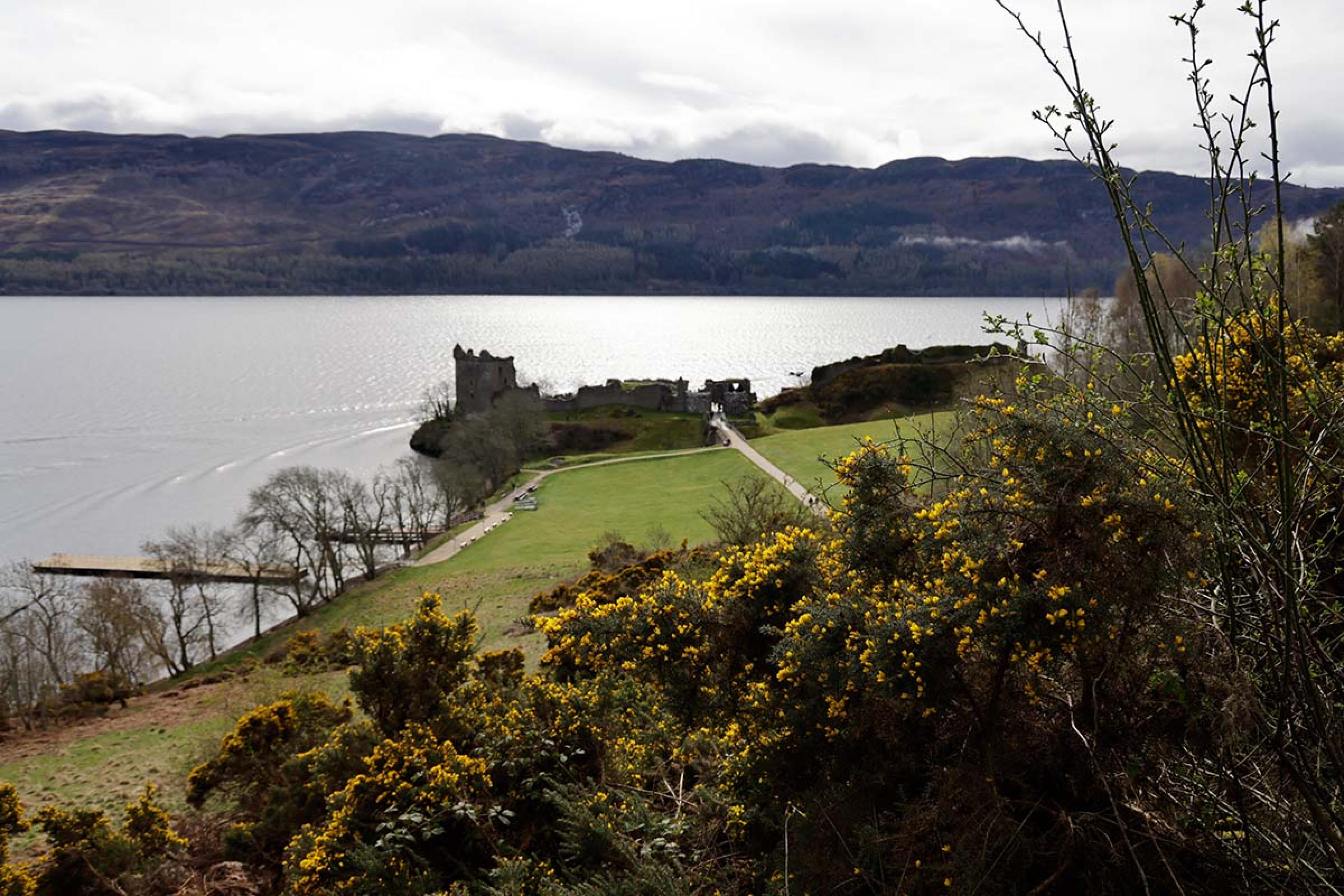 view of the loch ness from the hills above it