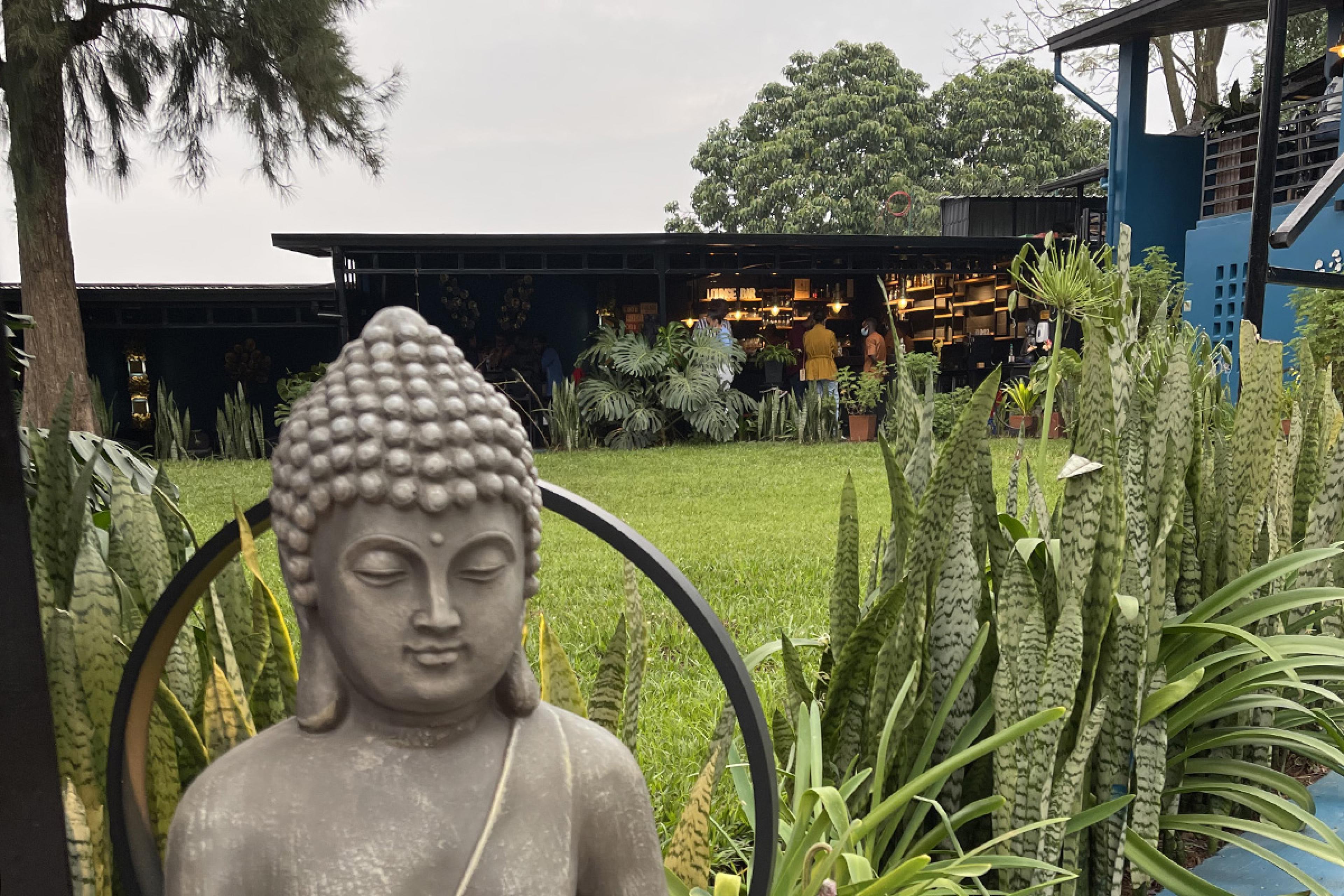 restaurant yard with a Buddha