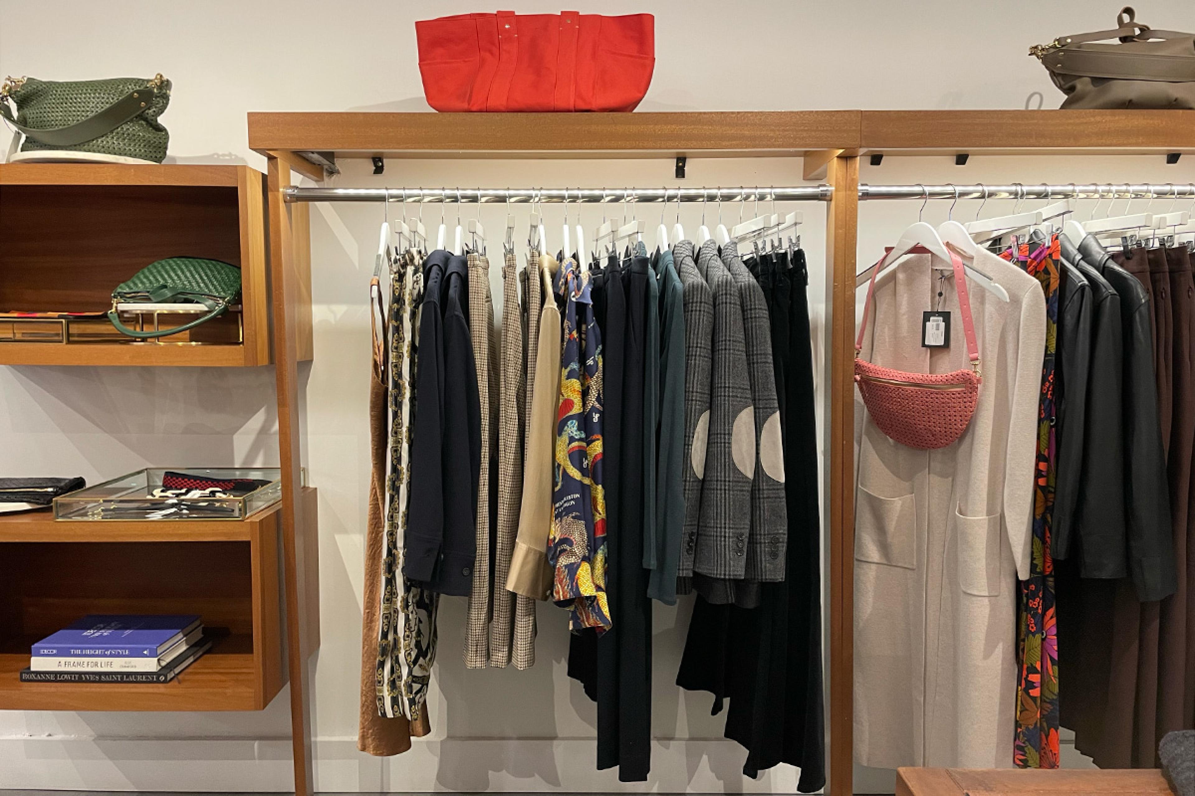women's clothing on rack in a store