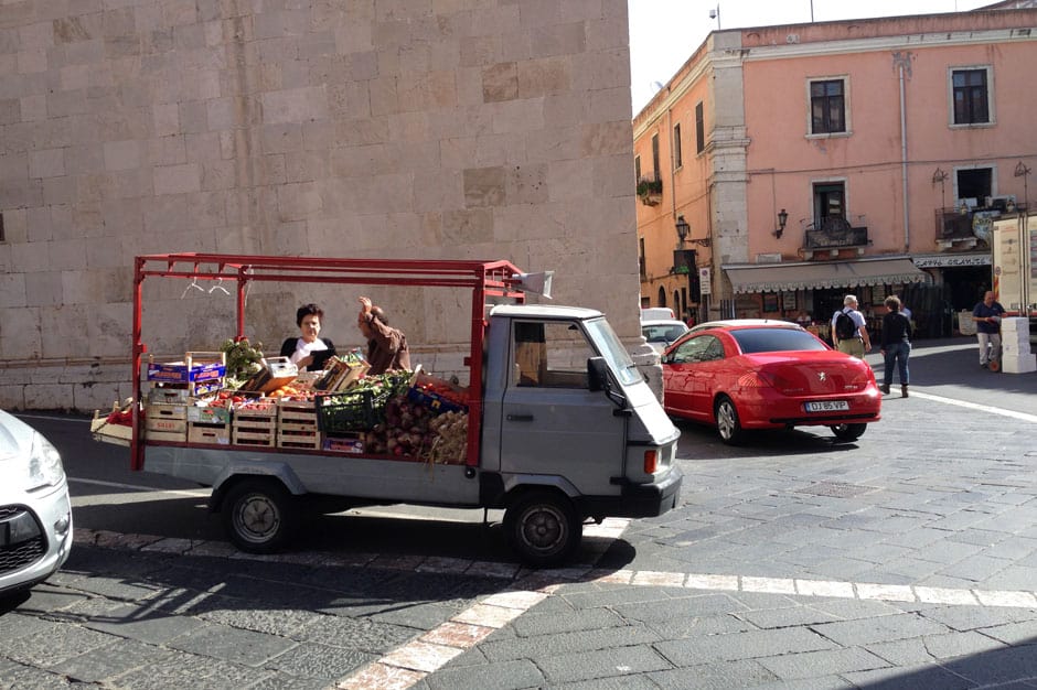 open truck with vegetables in Palermo, Sicily, Italy