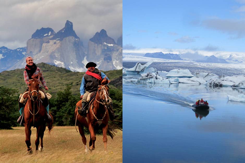 Left: Explora Patagonia, Chile; Right: Ice Lagoon, Iceland