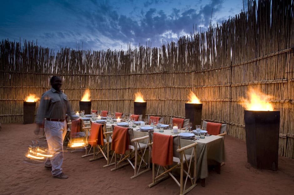 Outdoor dining table at Tswalu Kalahari in South Africa
