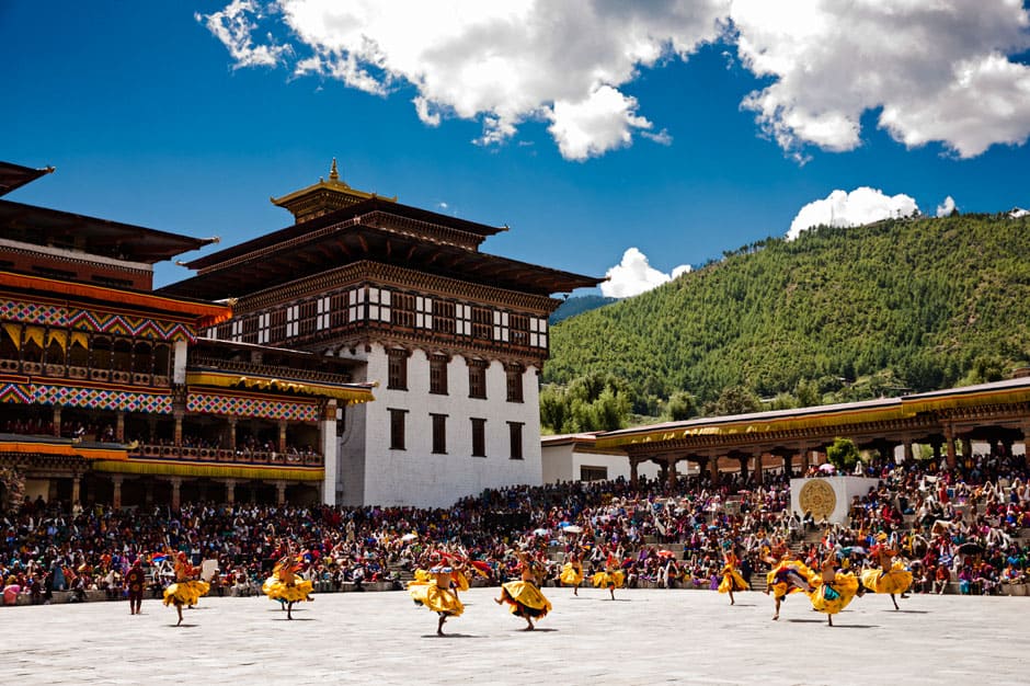Dance performance at Tashichho Dzong monestary in Bhutan