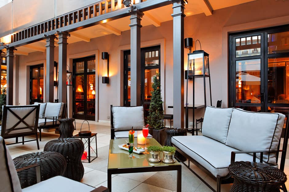 Outdoor seating at Villa Magna hotel in Madrid