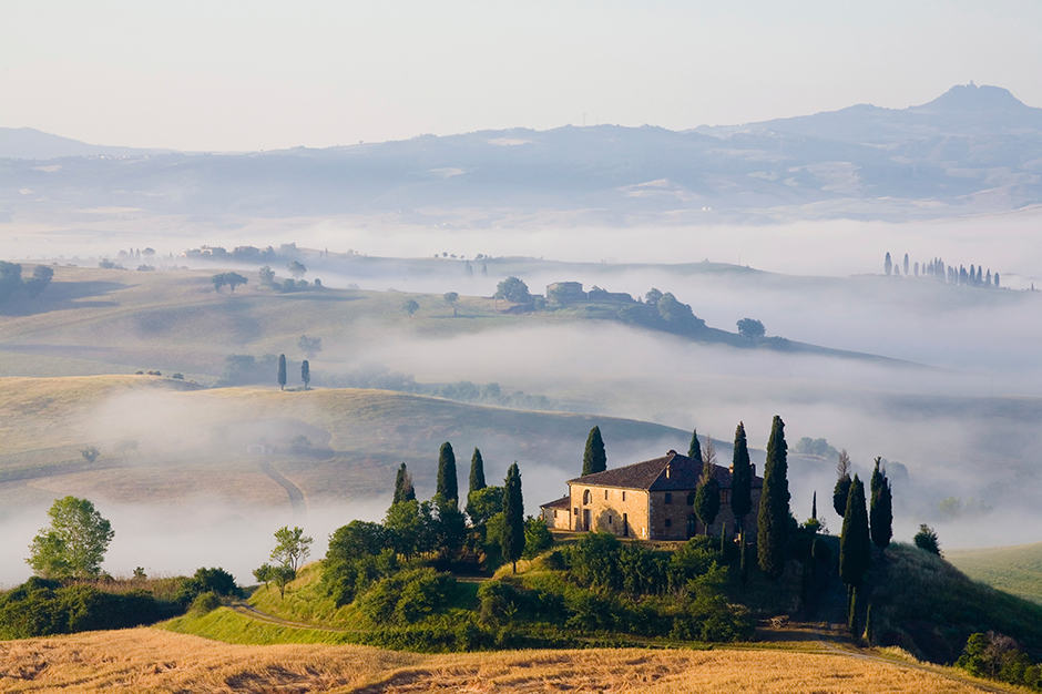 A villa atop the rolling hills of Tuscany