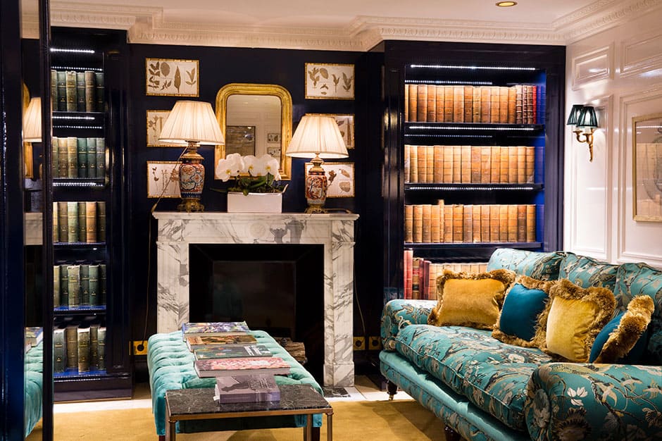 The library at Relais Christine Hotel in Paris