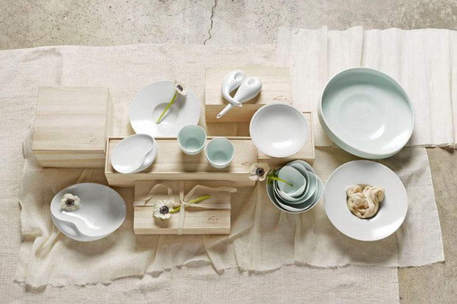 White ceramic dishes from Spin Ceramics in Shanghai