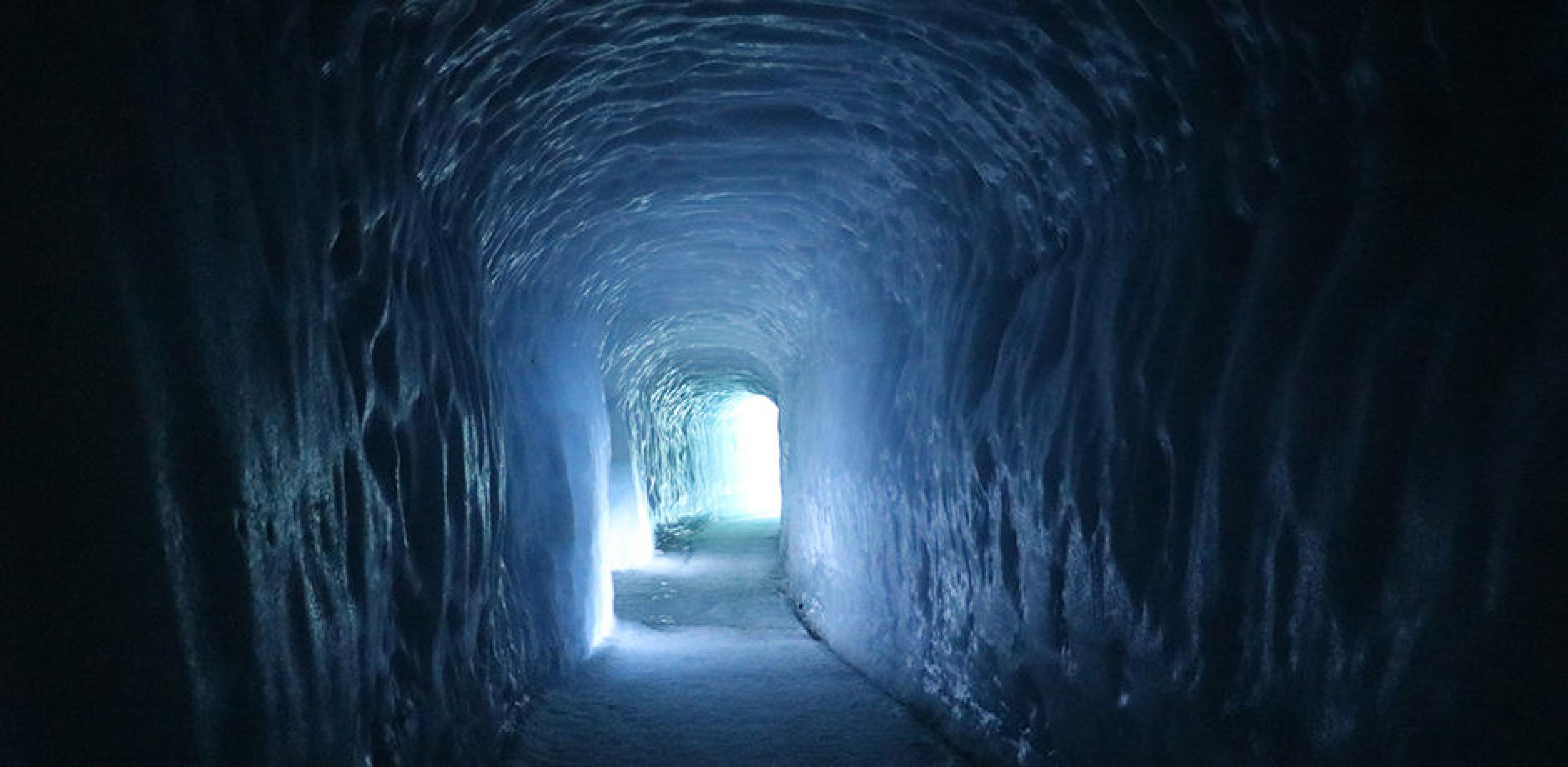 One hundred feet below the surface of the Langjökull glacier  in the tunnels of tourist attraction “Into the Glacier”, Iceland