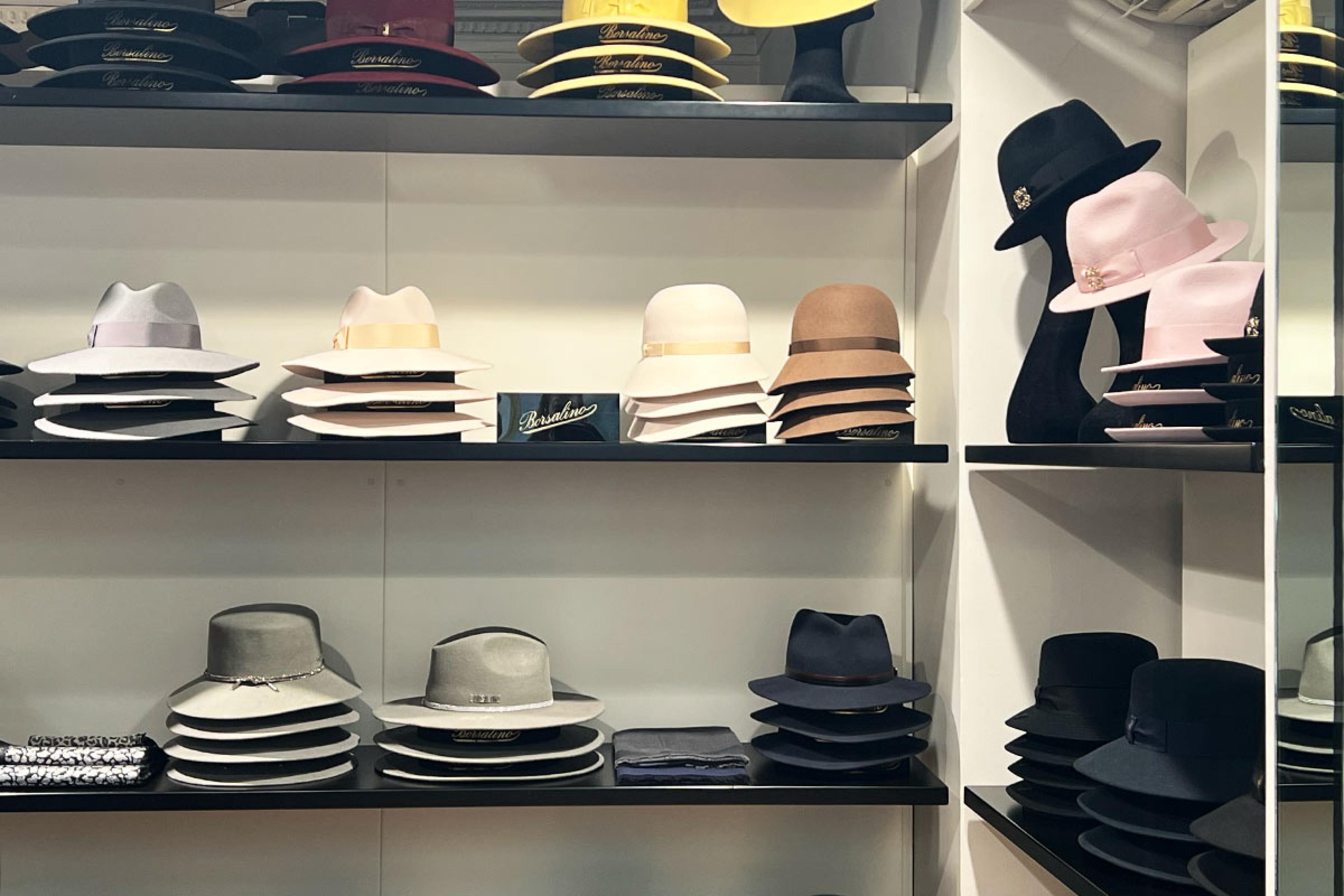 Interior of shop Borsalino in Paris