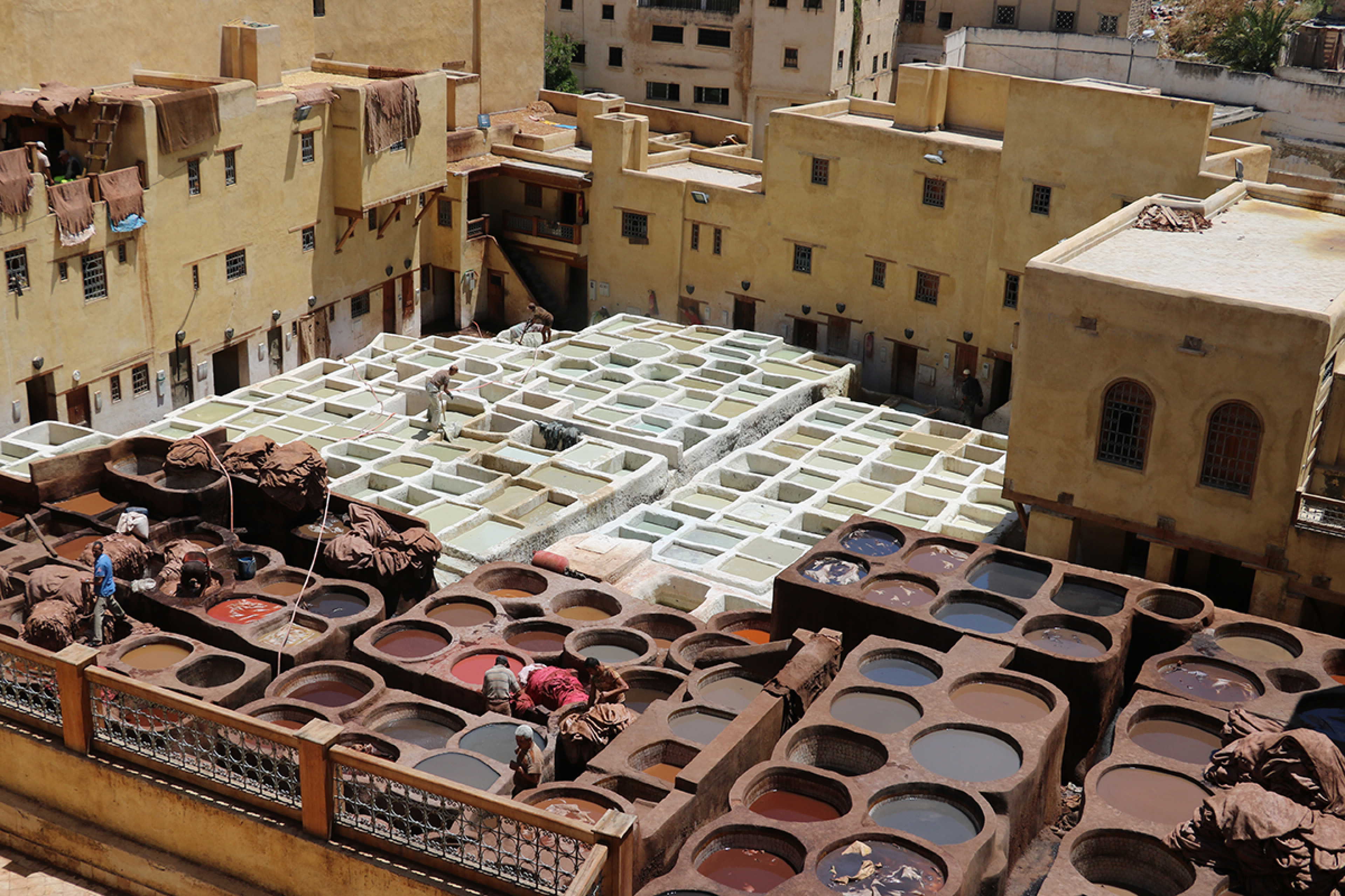 tannery tanks in fez morocco seen from above