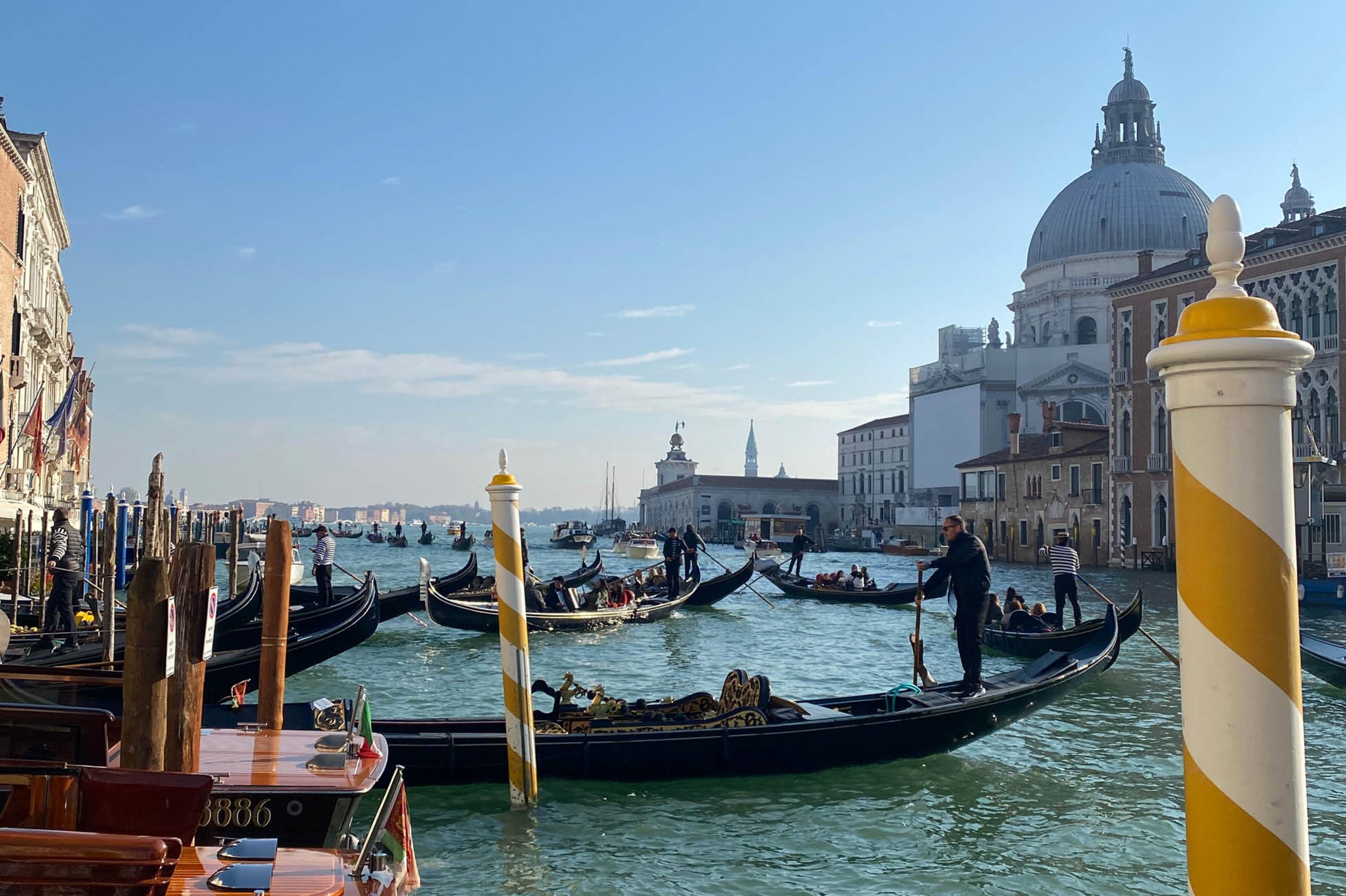 Gondolas in Venice's Grand canal
