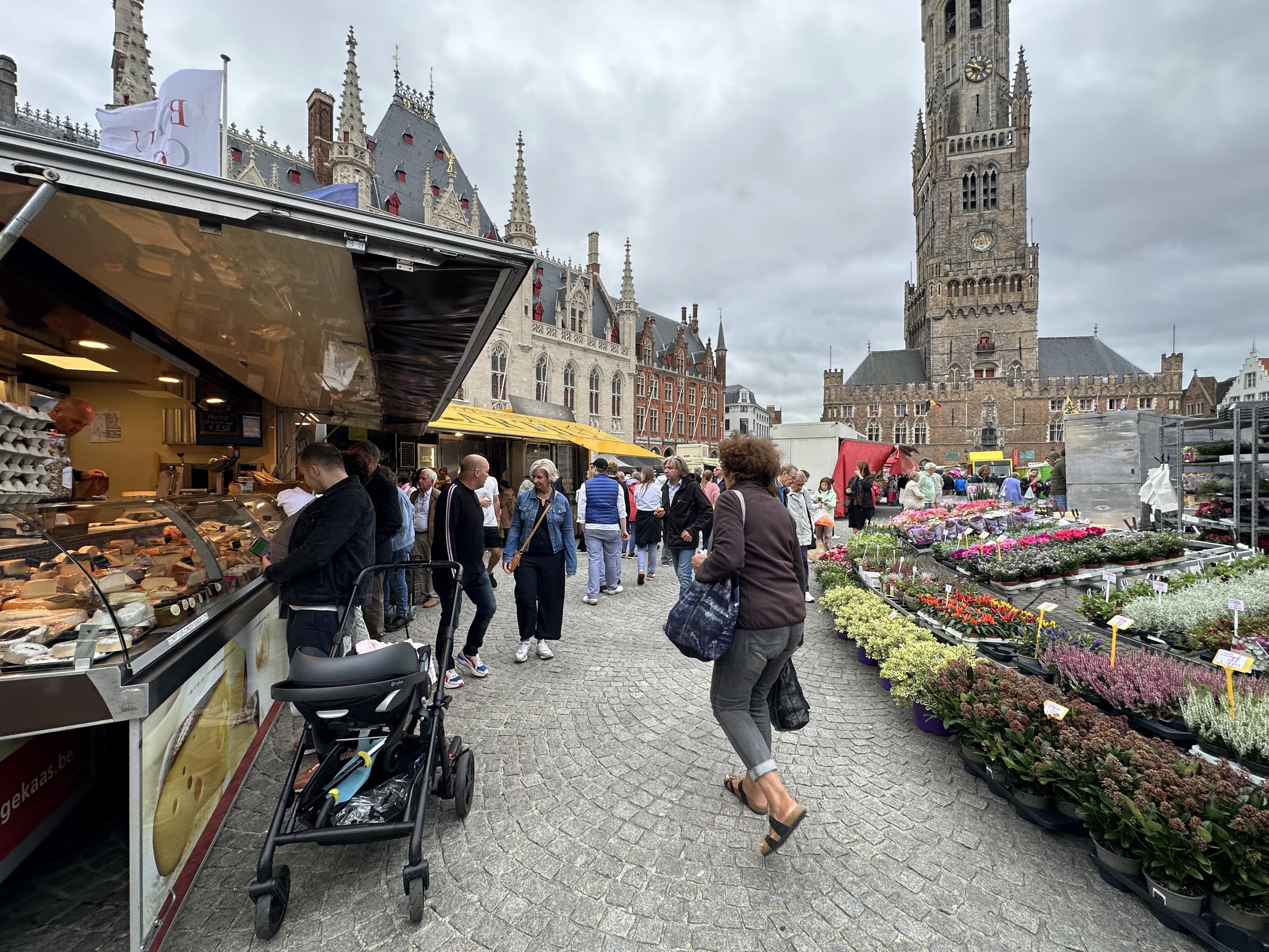 Market in Bruges main square