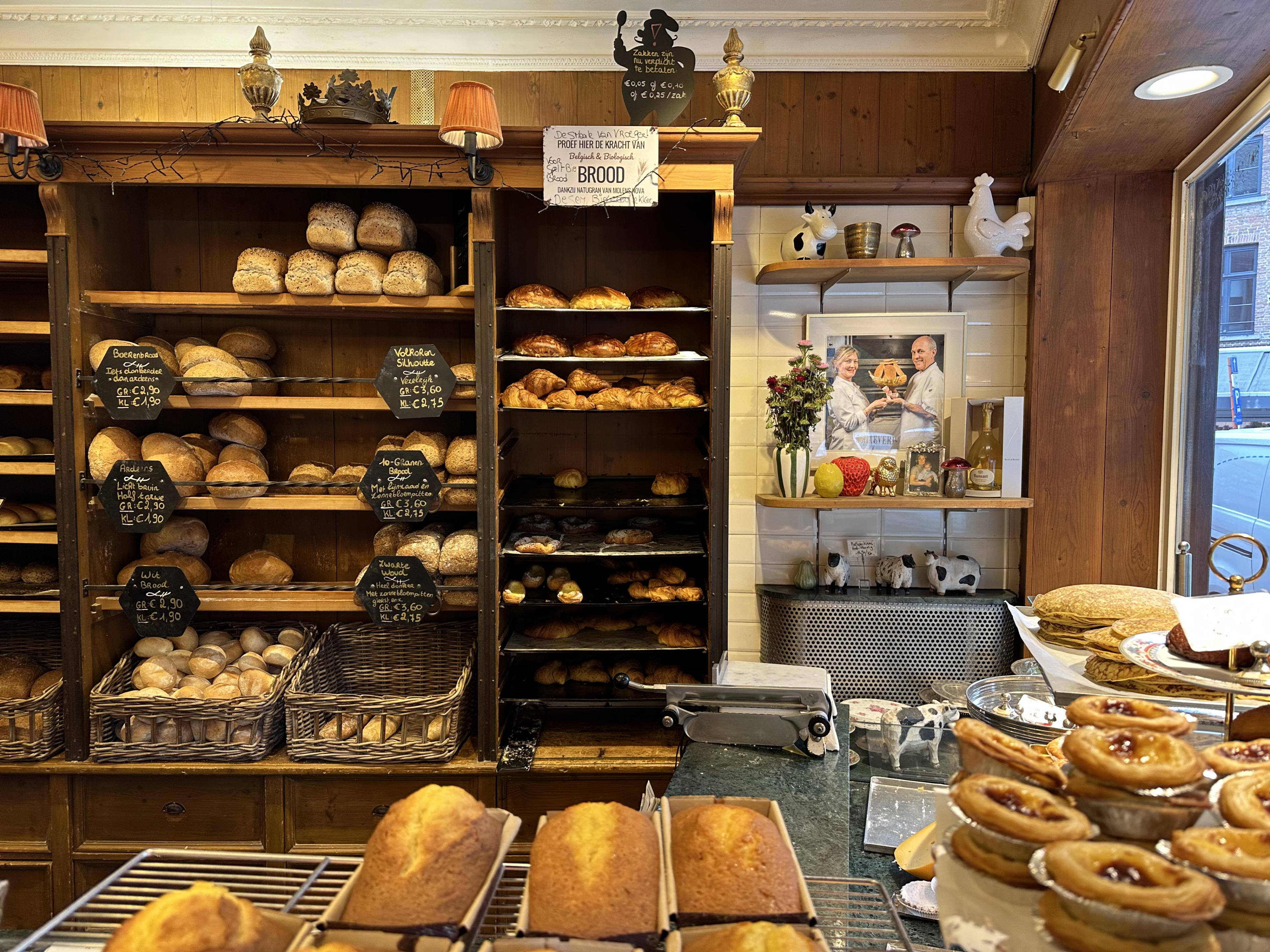 bakery with shelves of bread