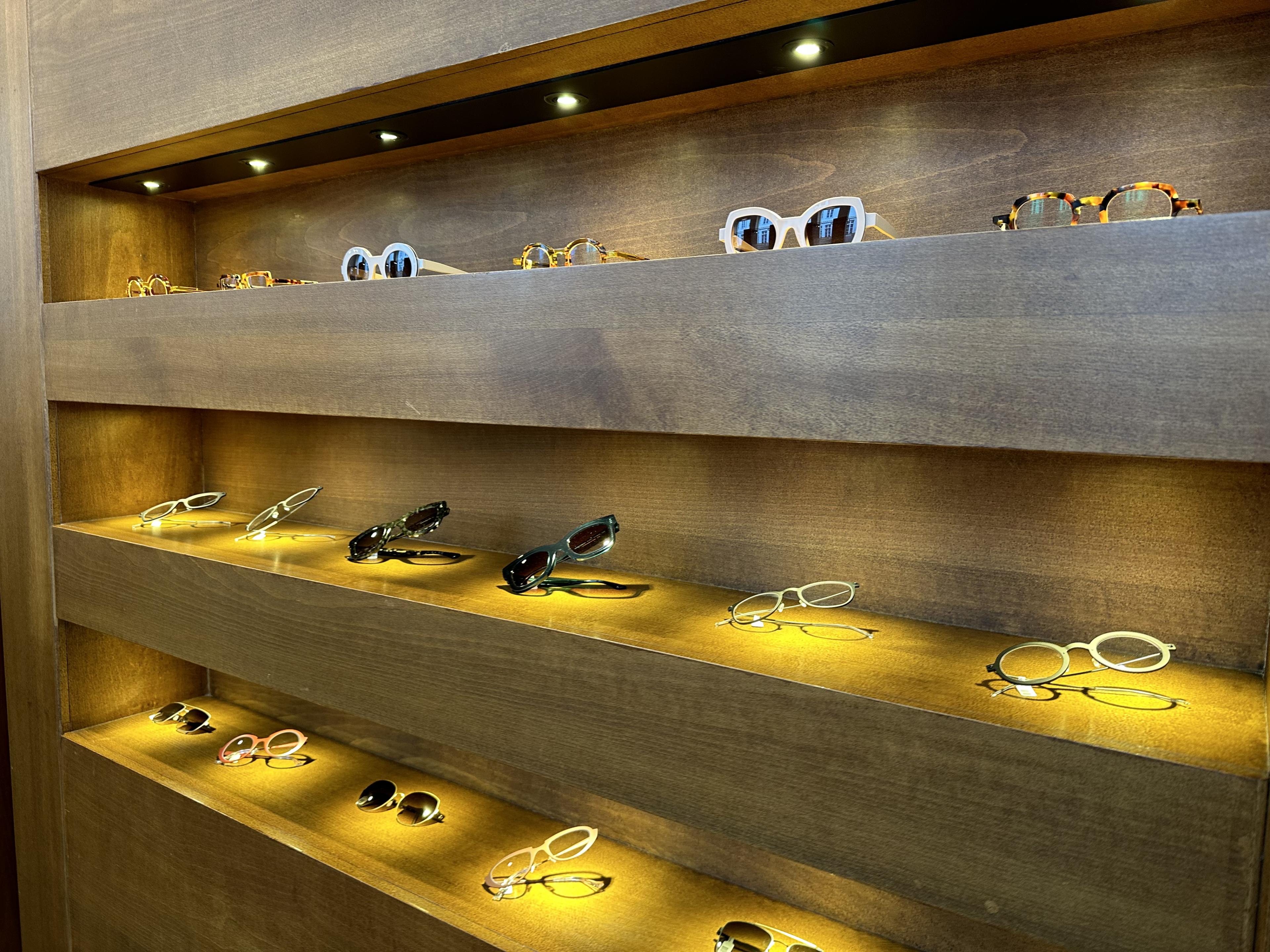 Shelves of eyewear