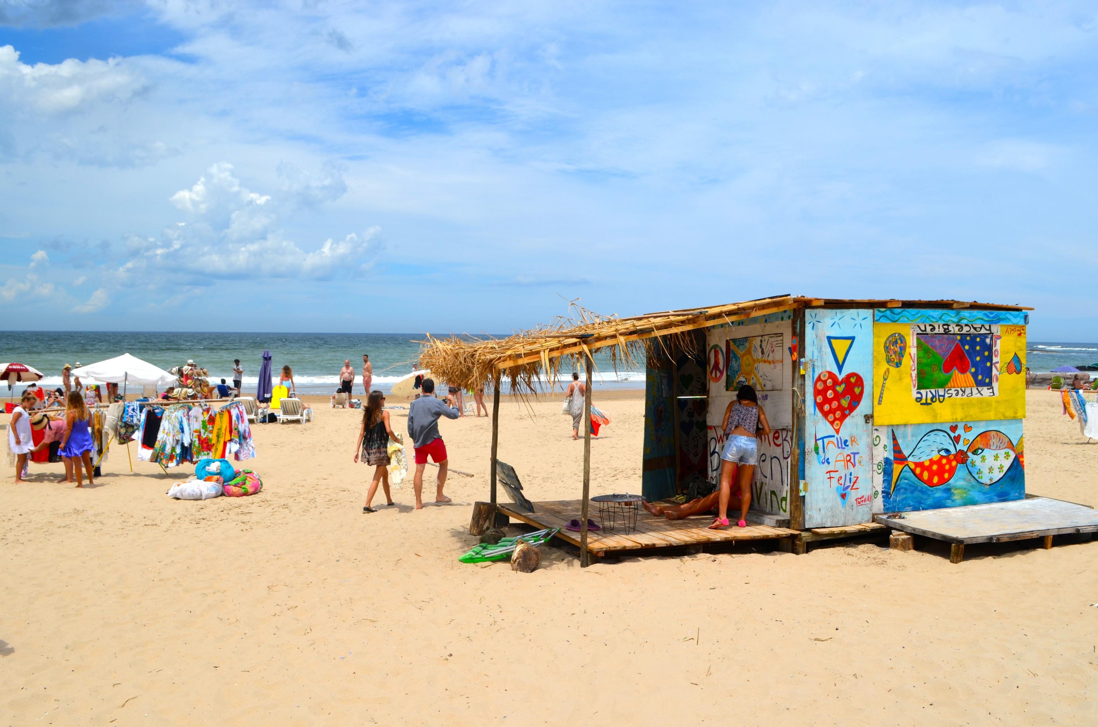 colorful shack on a beach