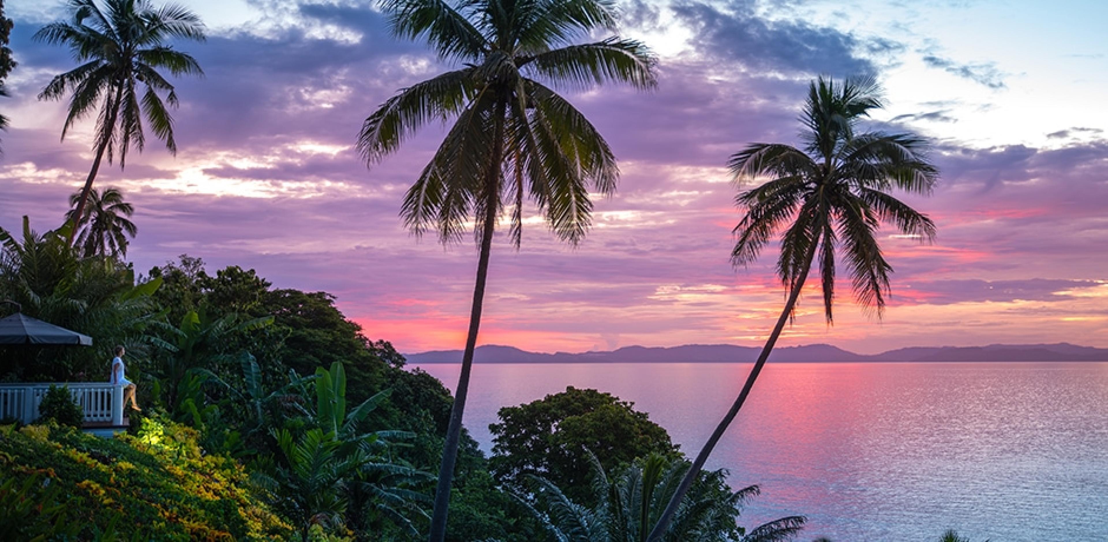 sunset over fiji island