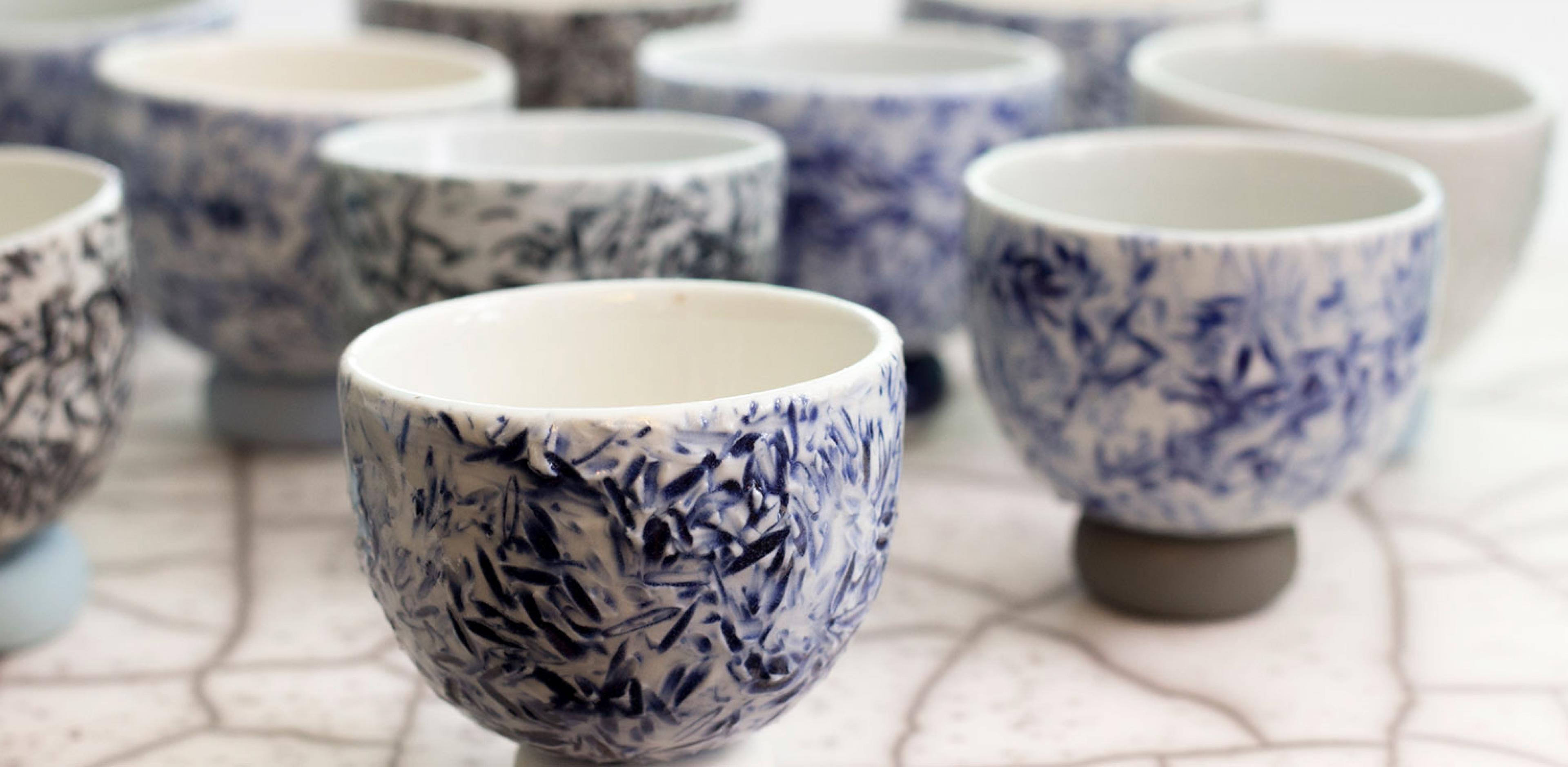 ceramic bowls with blue patterns