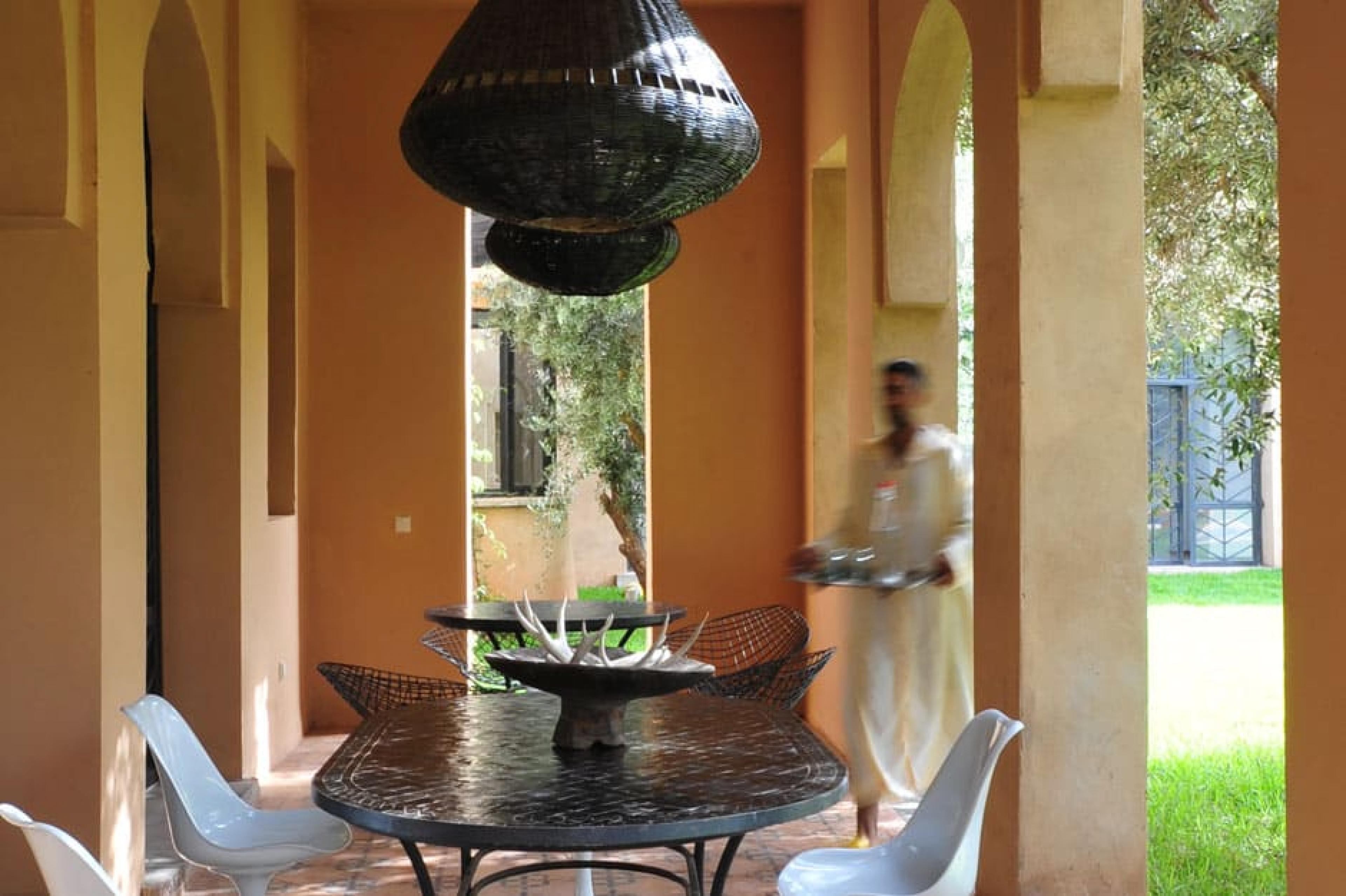 Lounge with Table at Riads to Rent, Marrakech, Morocco - courtesy Peacock Pavillion 