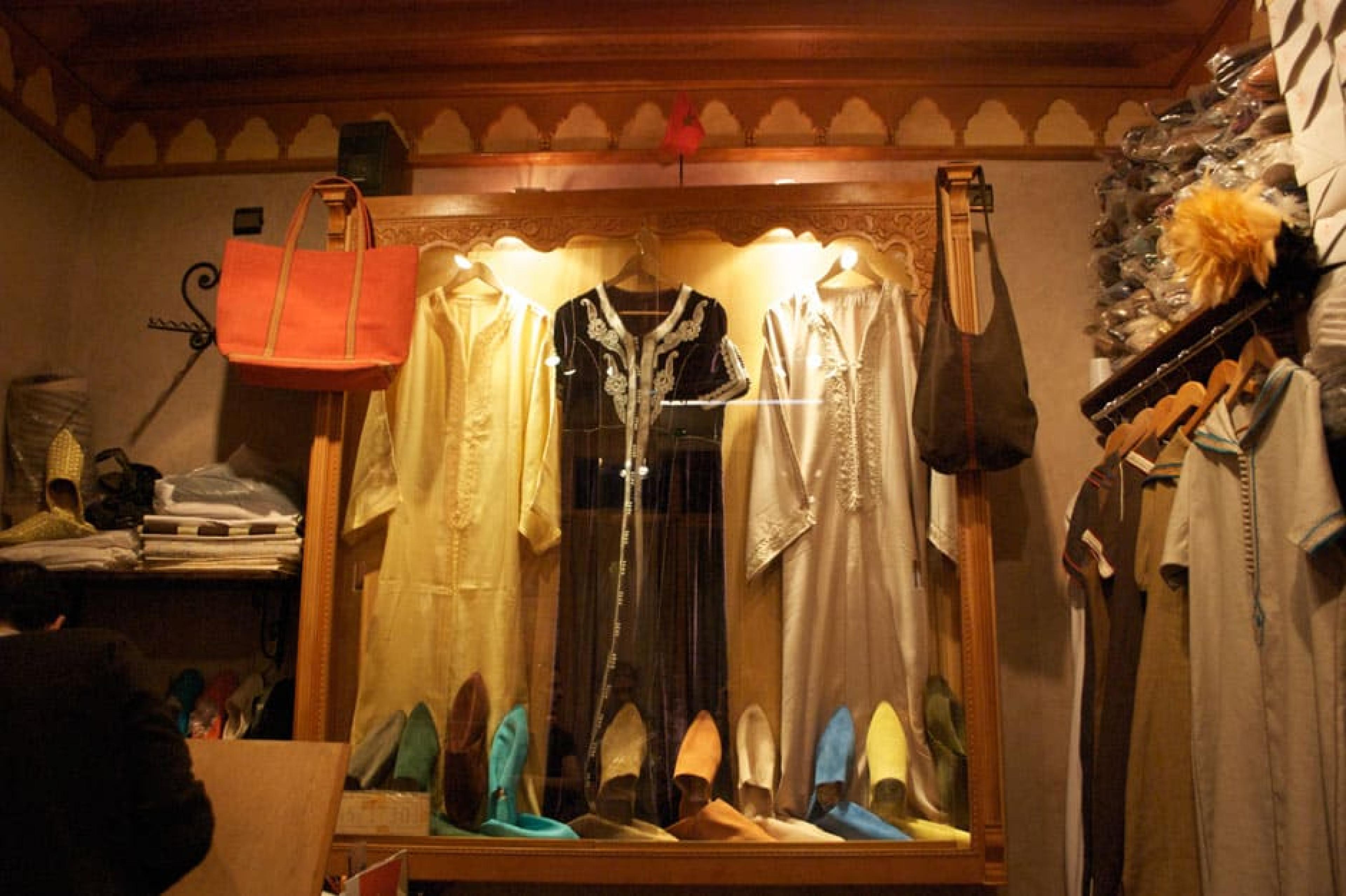 Merchandise at Au Fil d’Or, Marrakech, Morocco