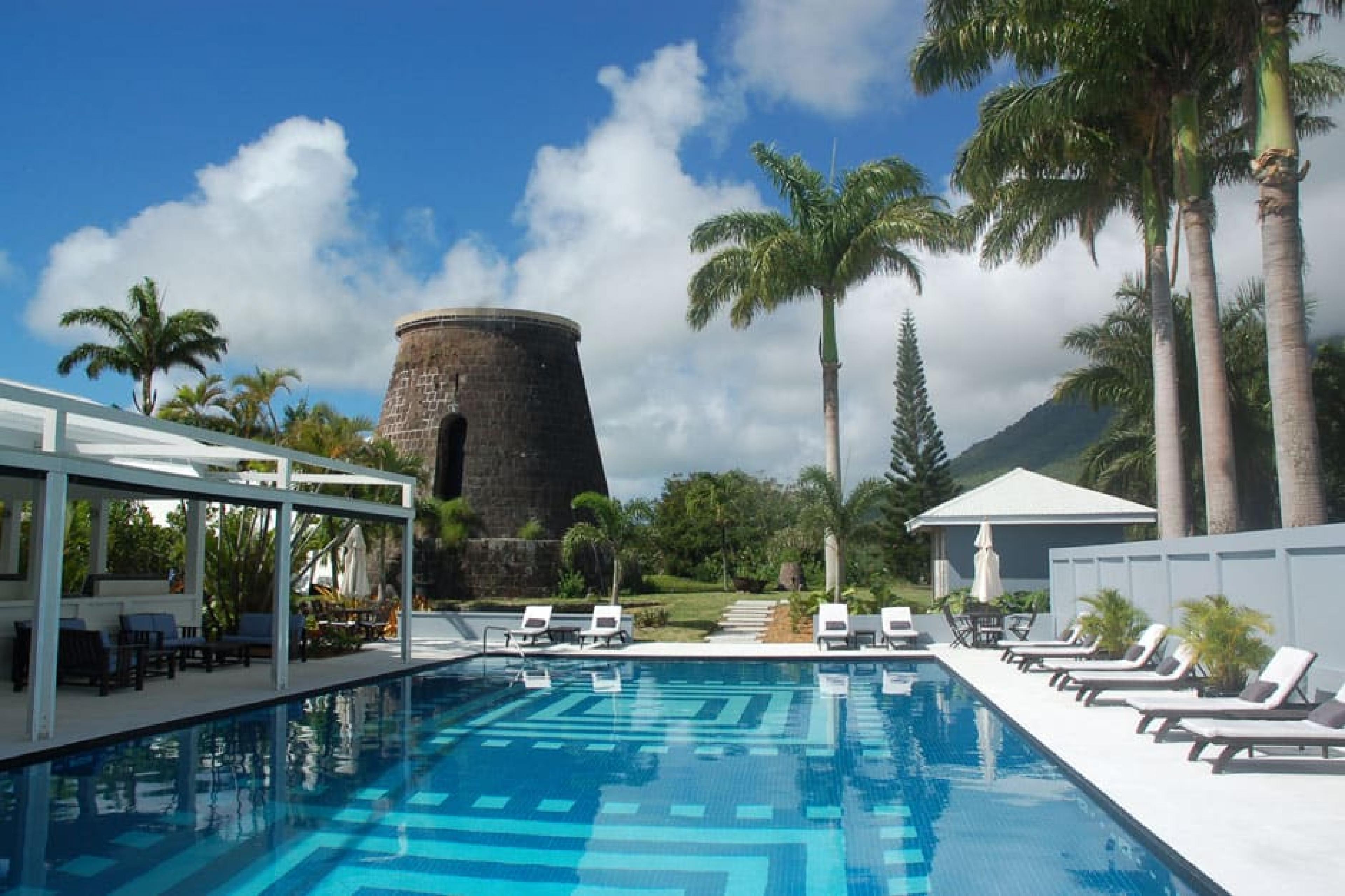 Pool Lounge at Montpelier Plantation Inn, Nevis, Caribbean