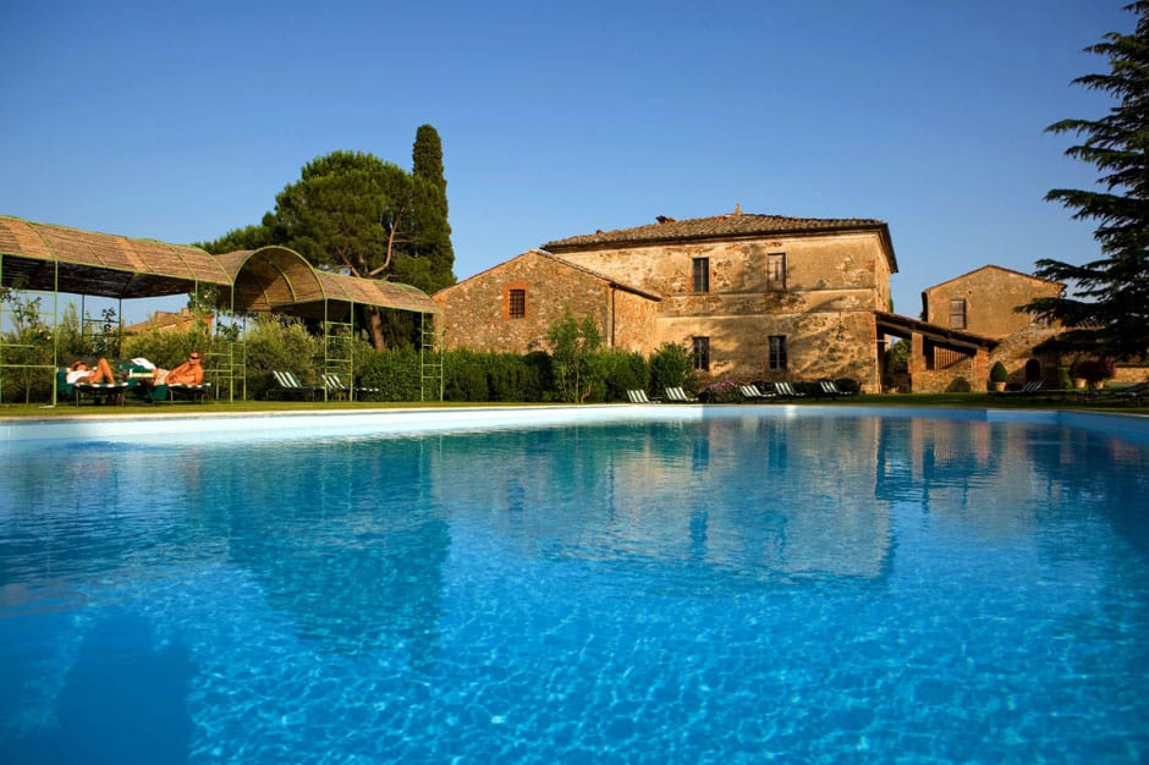 Pool Lounge at Locanda dell’Amorosa, Tuscany, Italy